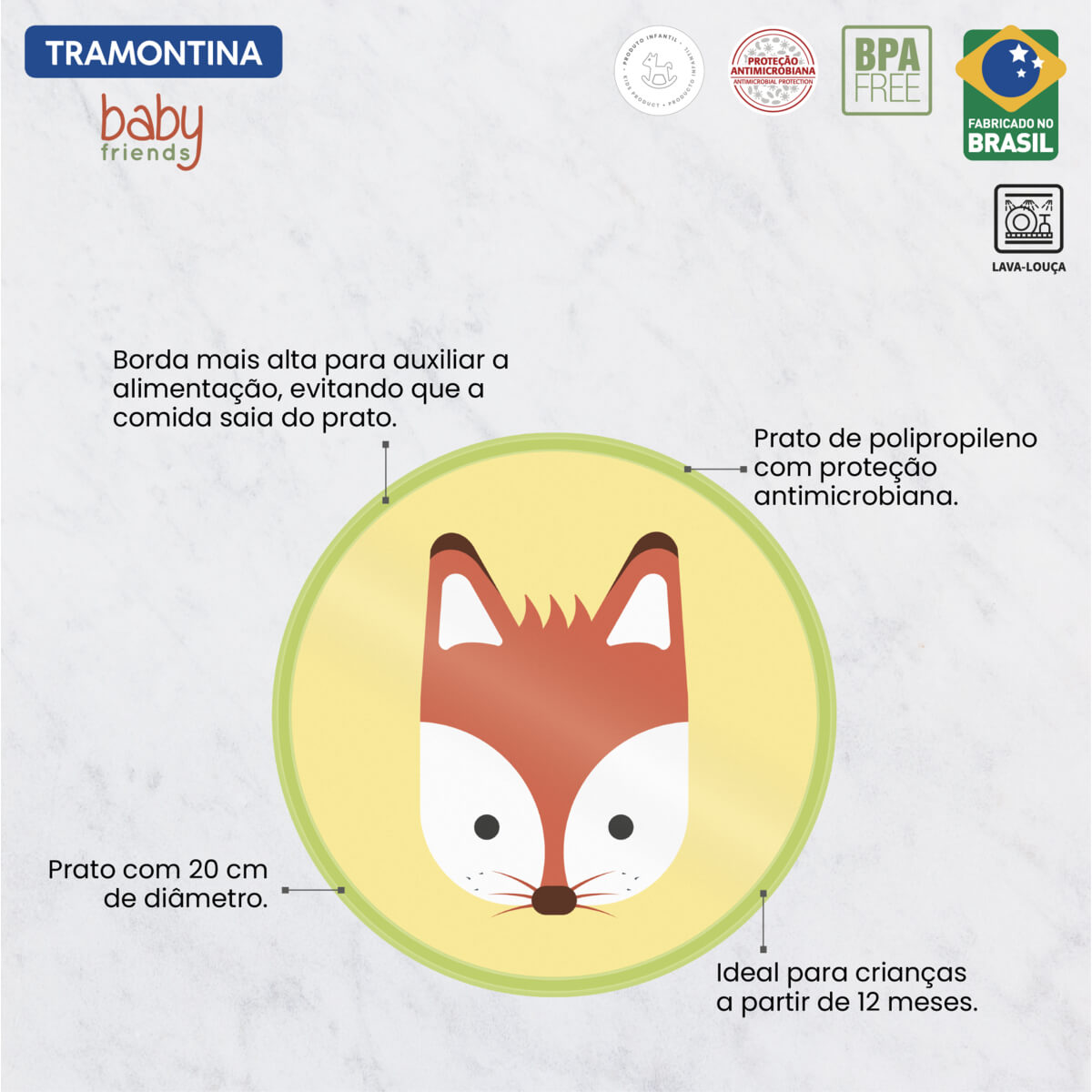 Prato Infantil Tramontina Baby Friends em Polipropileno Verde - 23776120