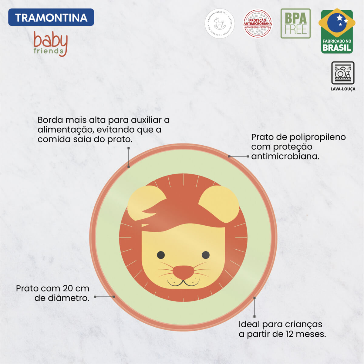 Prato Infantil Tramontina Baby Friends em Polipropileno Laranja - 23776130