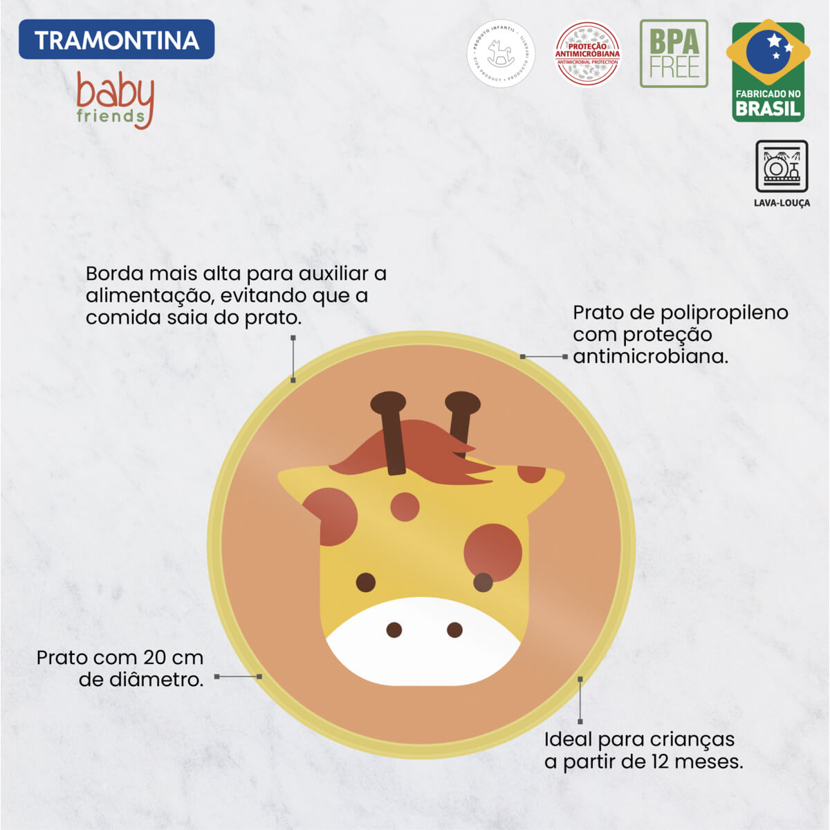 Prato Infantil Tramontina Baby Friends em Polipropileno Amarelo - 23776150
