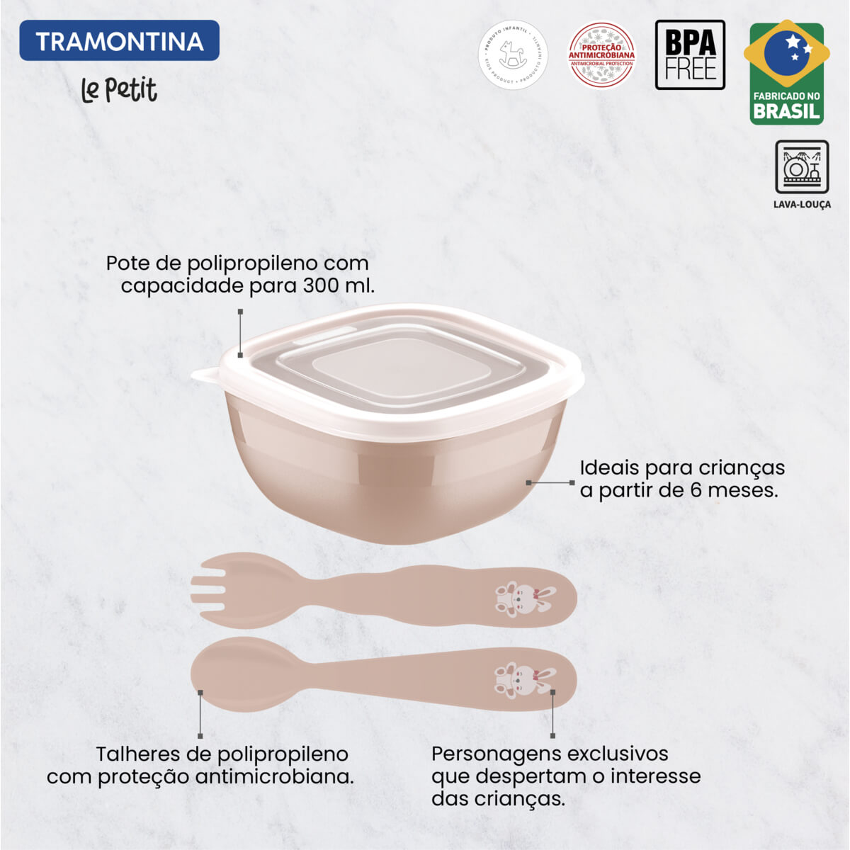 Jogo Infantil Tramontina Le Petit Rosa 3 Peças - 23797403