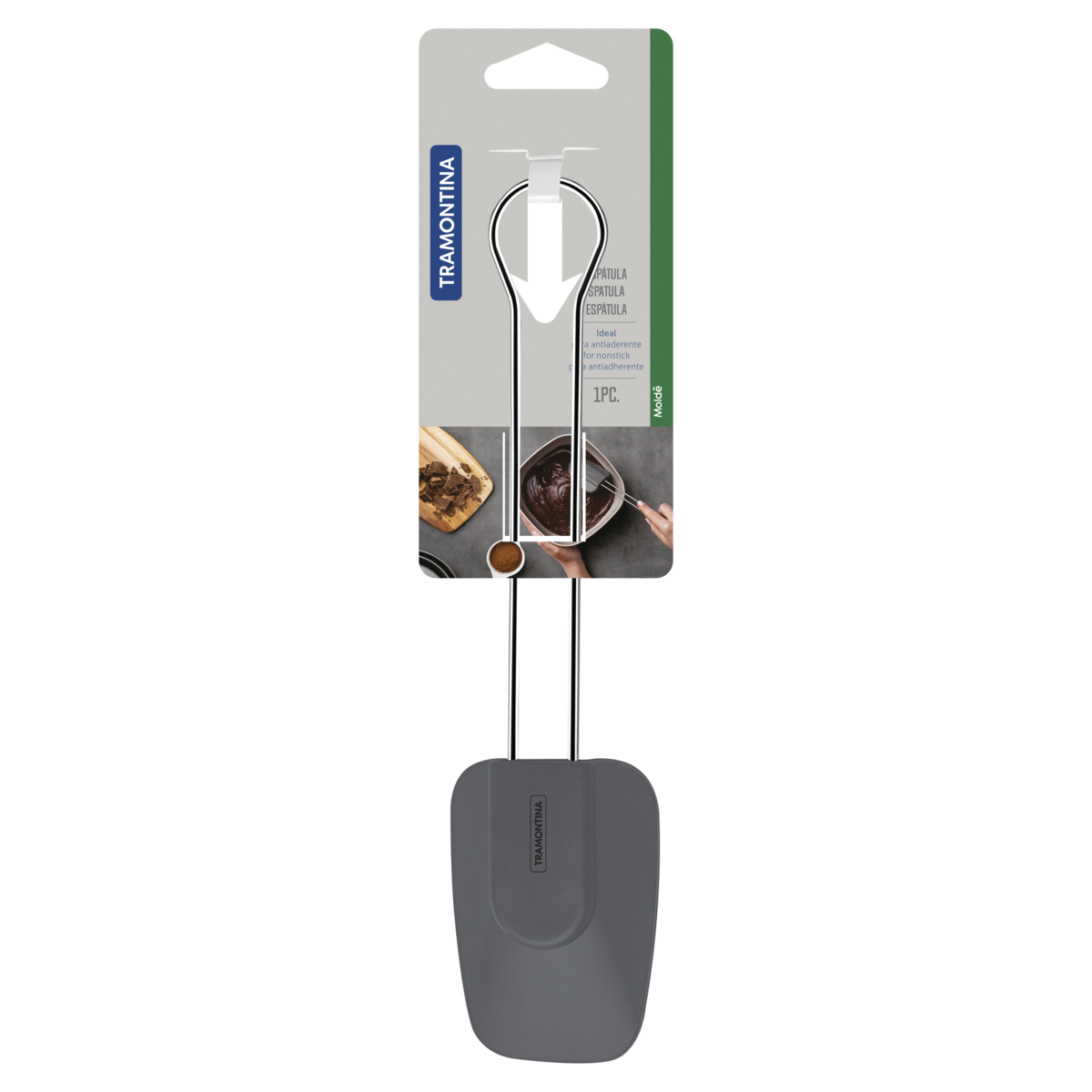 Espátula Molde em Silicone Cinza com Cabo em Aço Inox Tramontina - 25815160