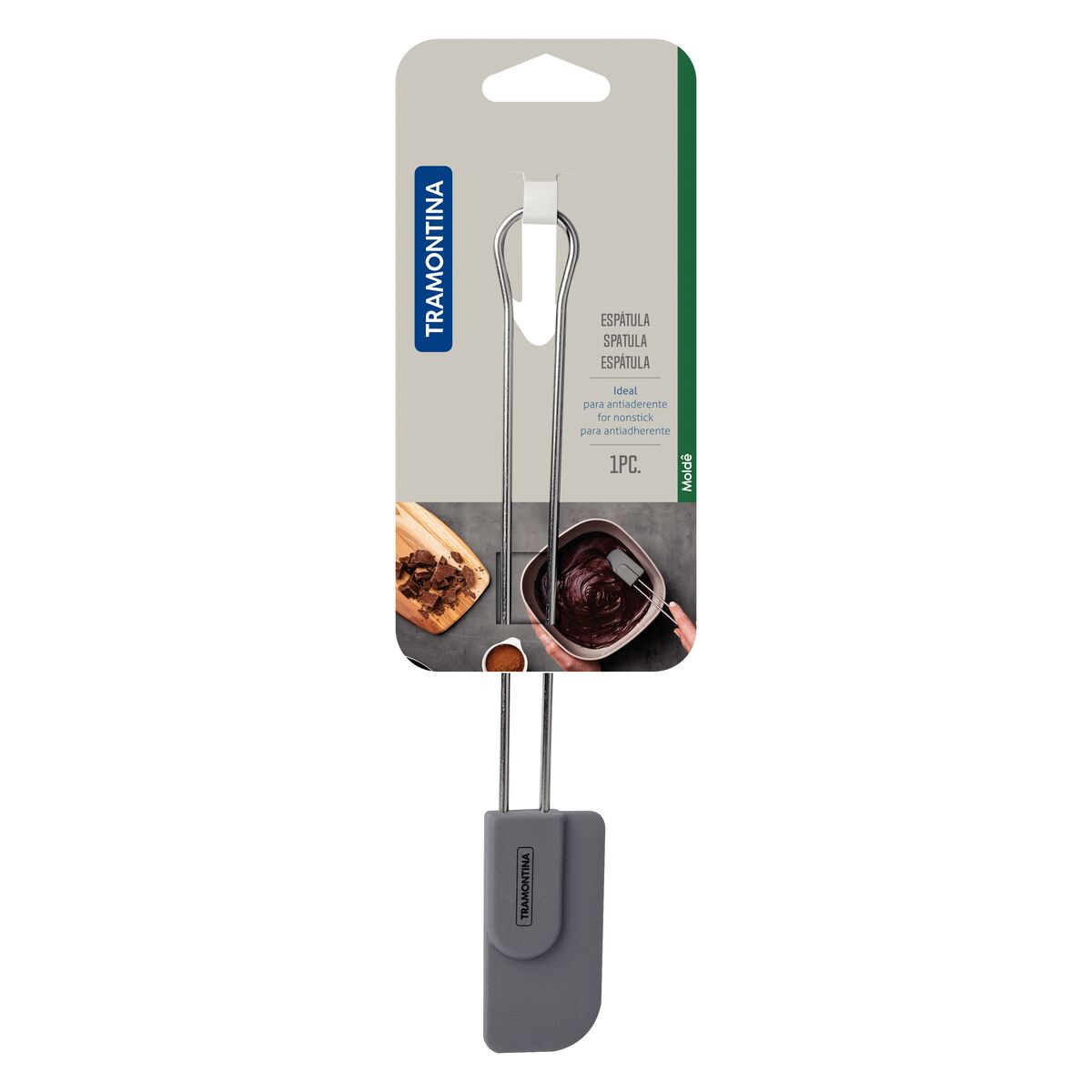 Espátula Molde em Silicone Cinza com Cabo em Aço Inox Tramontina - 25816160