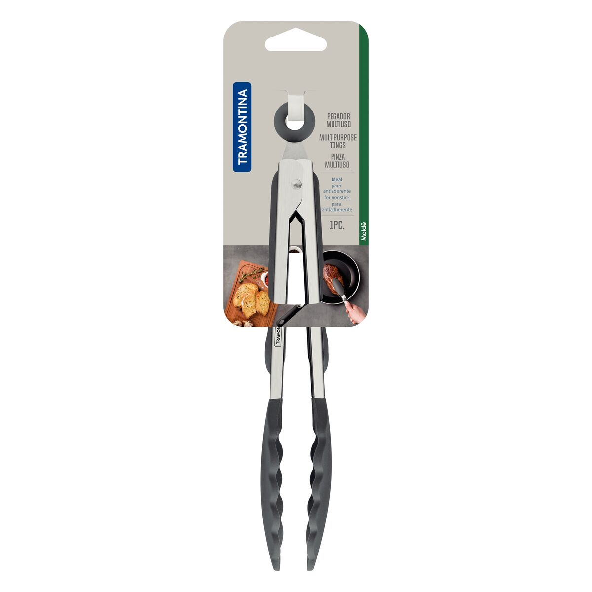 Pegador Multiuso Molde em Silicone Cinza e Aço Inox 29cm Tramontina - 25817160