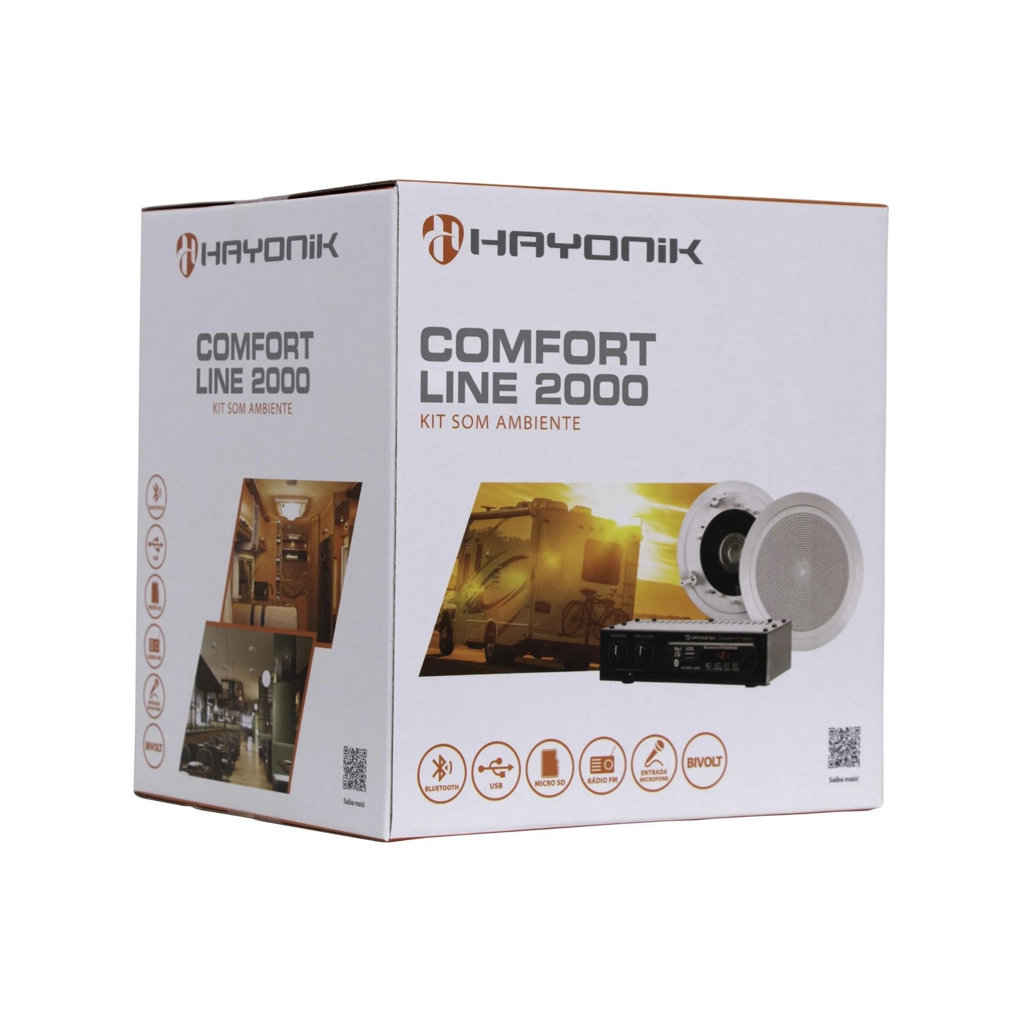 Kit Som Ambiente 200 Comfort Line 8 Ohms Amplificador 20W +  Arandelas 60W Hayonik 00073690
