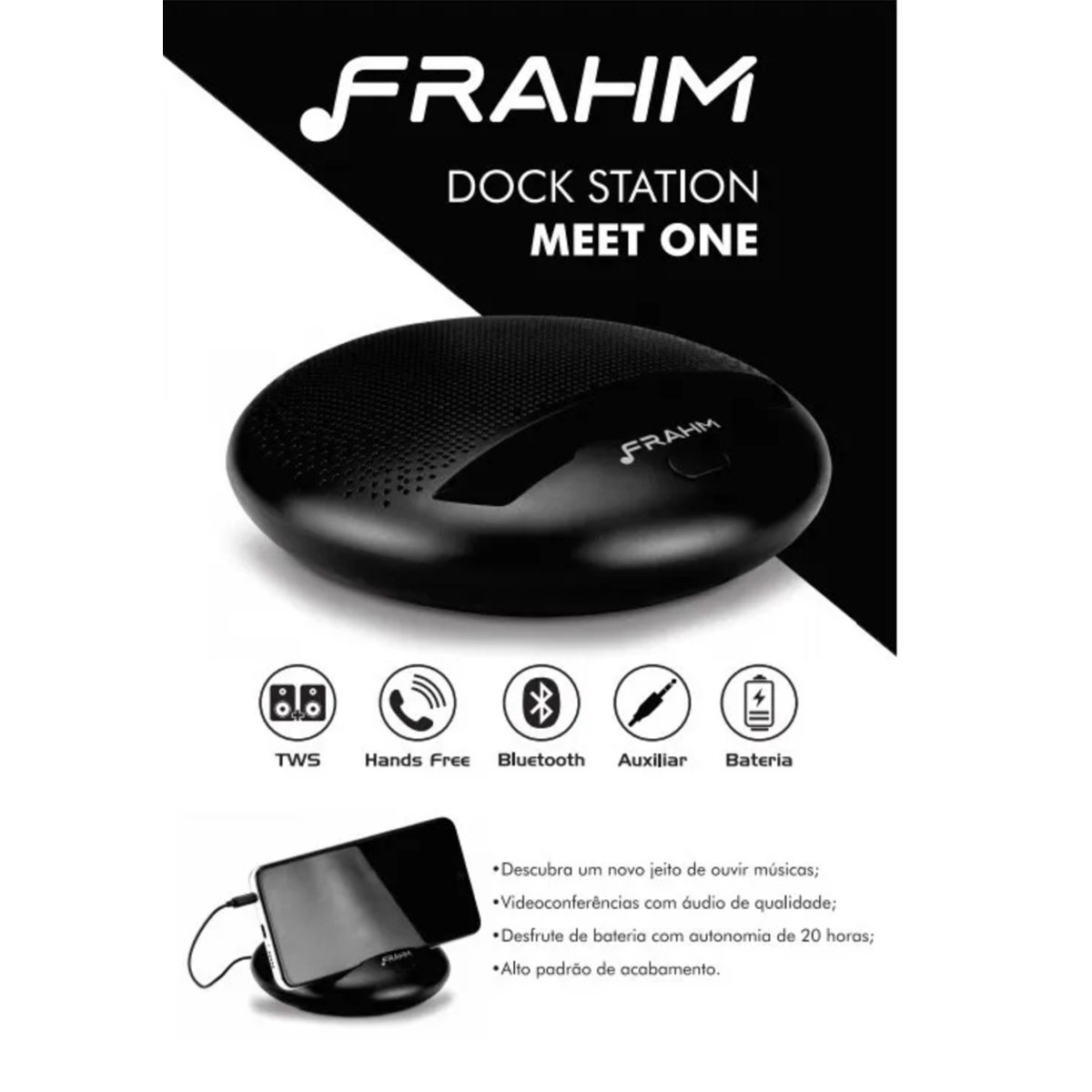 Caixa de Som Portátil 3W Dock Station Meet One BT P2 Celular Frahm - 31710