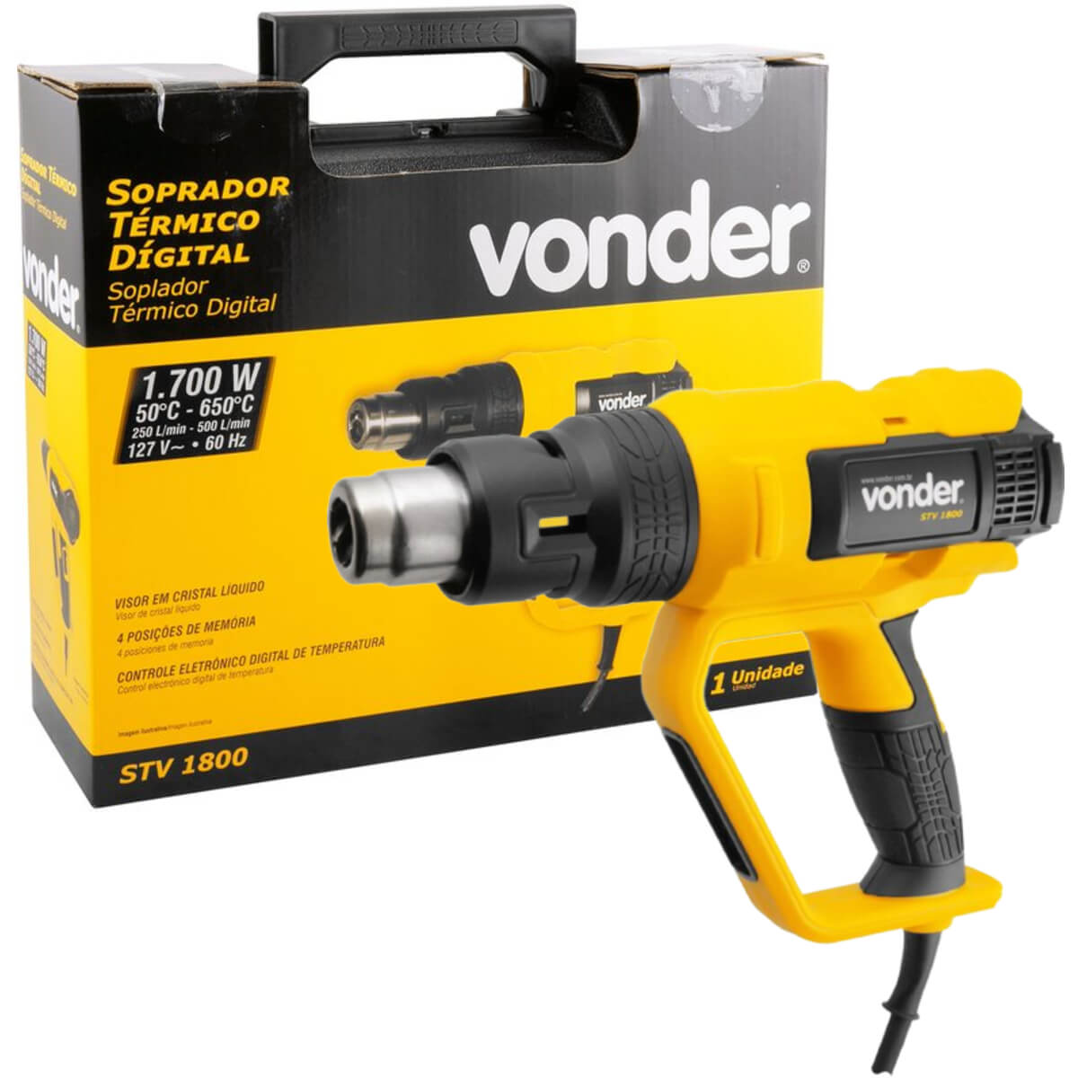 Soprador Térmico Digital STV 1800 127V 1.700W 2 Estágios Com Acessórios Vonder - 60.01.018.127