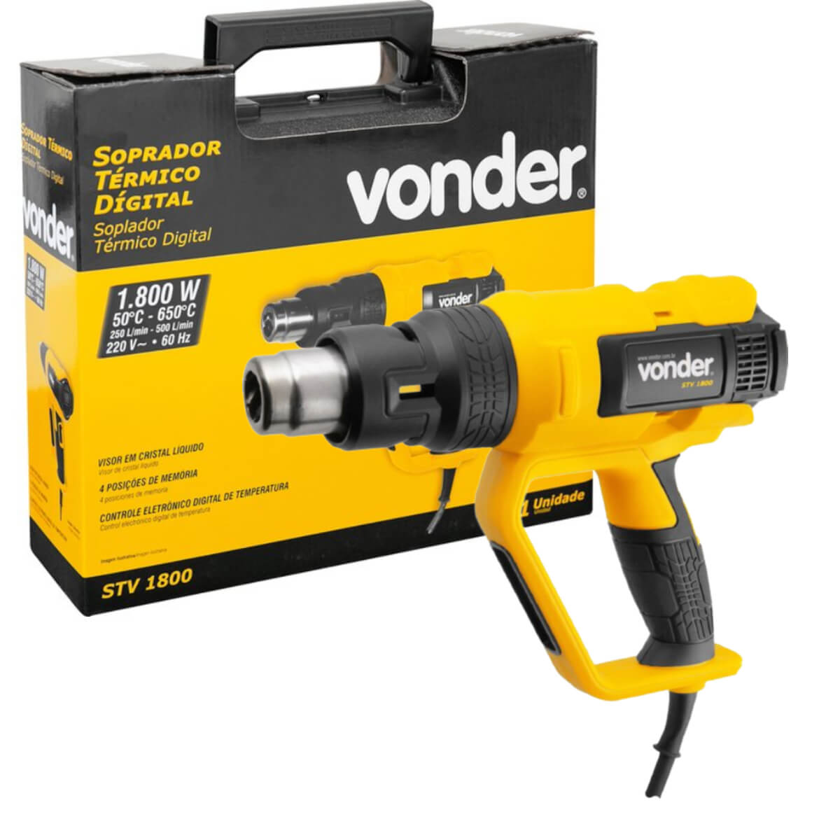 Soprador Térmico Digital STV 1800 220V 1.800W 2 Estágios Com Acessórios Vonder - 60.01.018.220