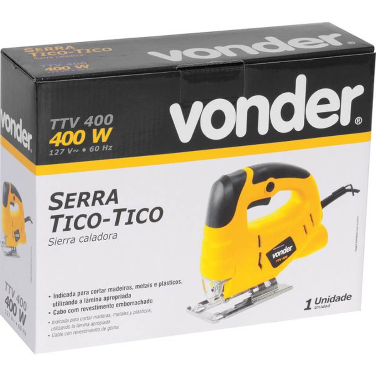 Serra Tico-Tico Vonder TTV400 127V 400W para Madeira, Metal e Plástico c/ Chave Allen 3mm