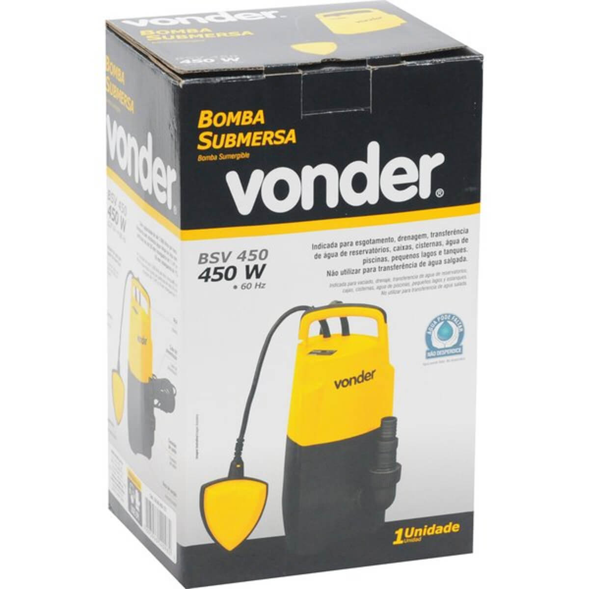 Bomba Submersa 450W BSV450 220V para Água Limpa/Suja Vonder - 68.86.450.220