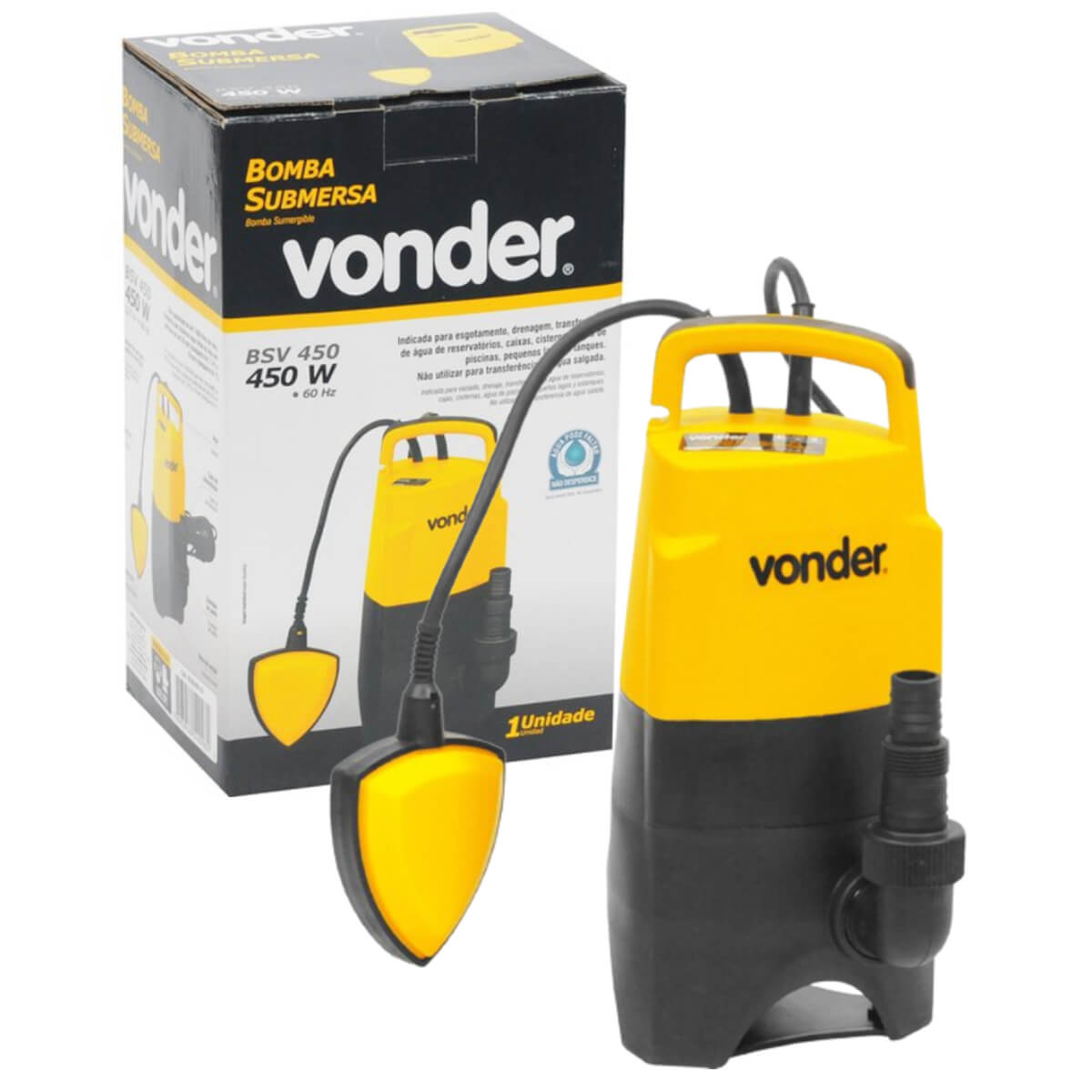 Bomba Submersa 450W BSV450 220V para Água Limpa/Suja Vonder - 68.86.450.220