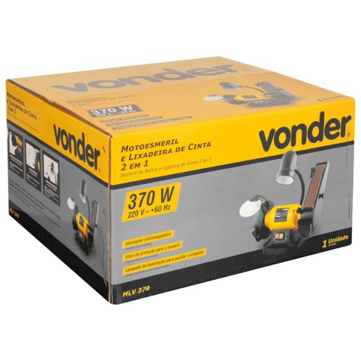 Motoesmeril e Lixadeira de Cinta 2 em 1 MLV 370 220V Vonder - 60.01.370.220