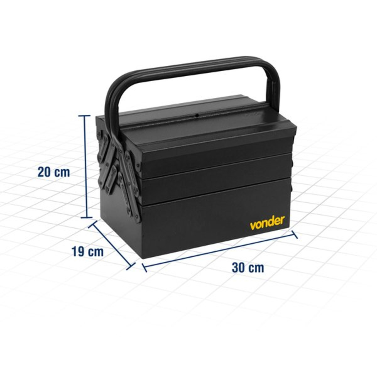 Caixa Metálica para Ferramentas 30cm com 5 gavetas Preta Vonder - 61.15.301.920