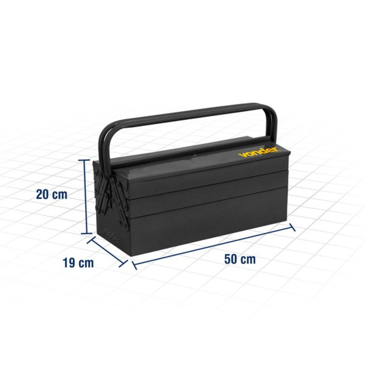 Caixa Metálica para Ferramentas 50cm Preta com 5 Gavetas Vonder - 61.15.502.021