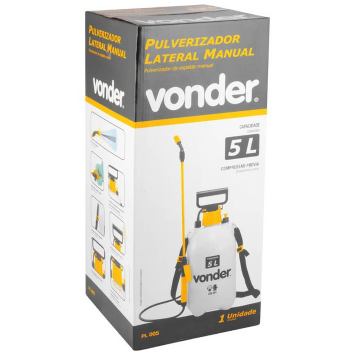 Pulverizador Lateral 5 Litros com Compressão Prévia PL005 Vonder - 62.40.005.000