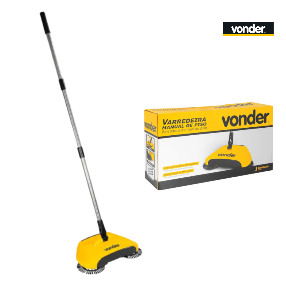Vassoura Varredeira Manual de Piso Uso Domestico 2 Escovas Vonder -  63.68.320.000