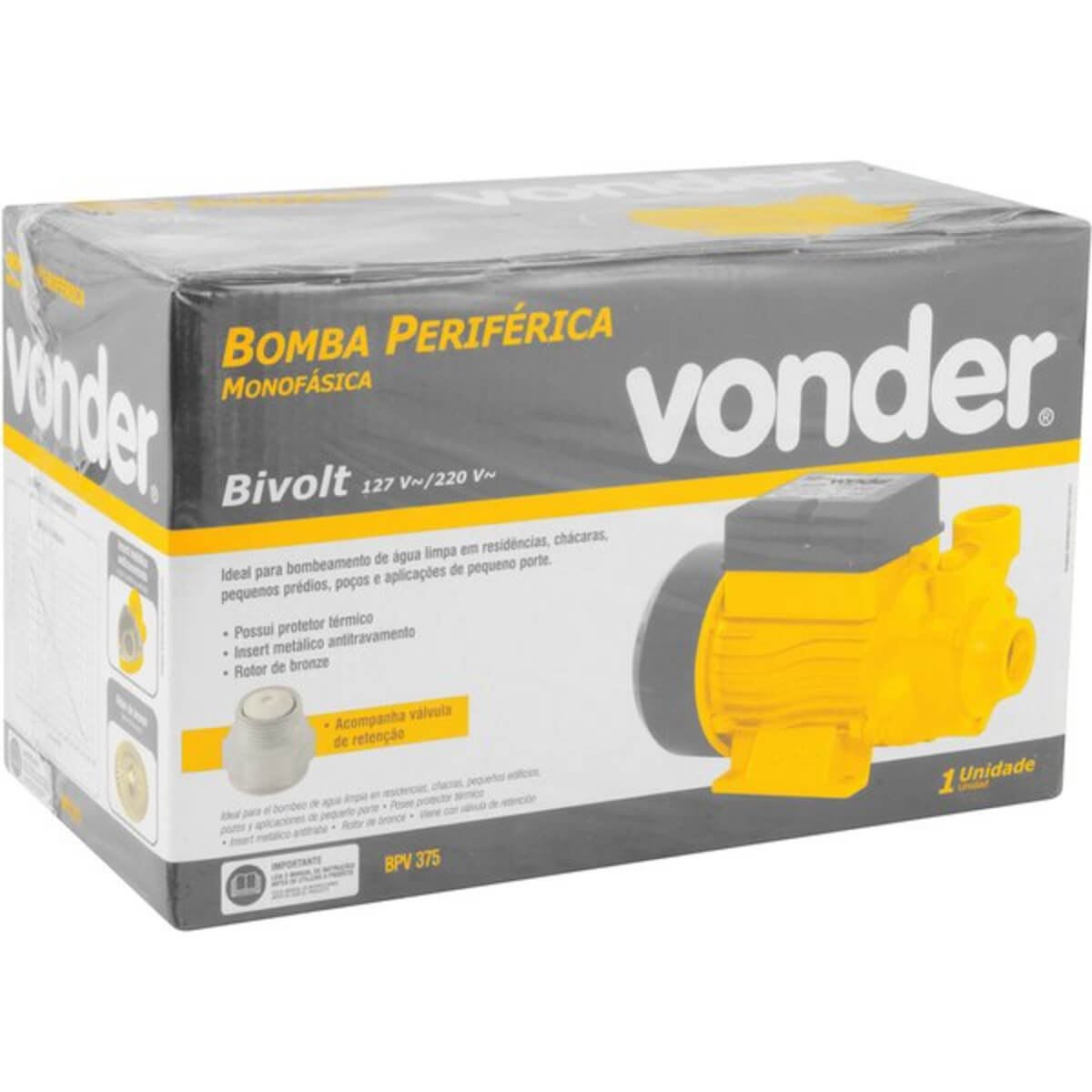 Bomba de Água Periférica 1/2CV BPV375 Bivolt Vonder - 66.86.100.012