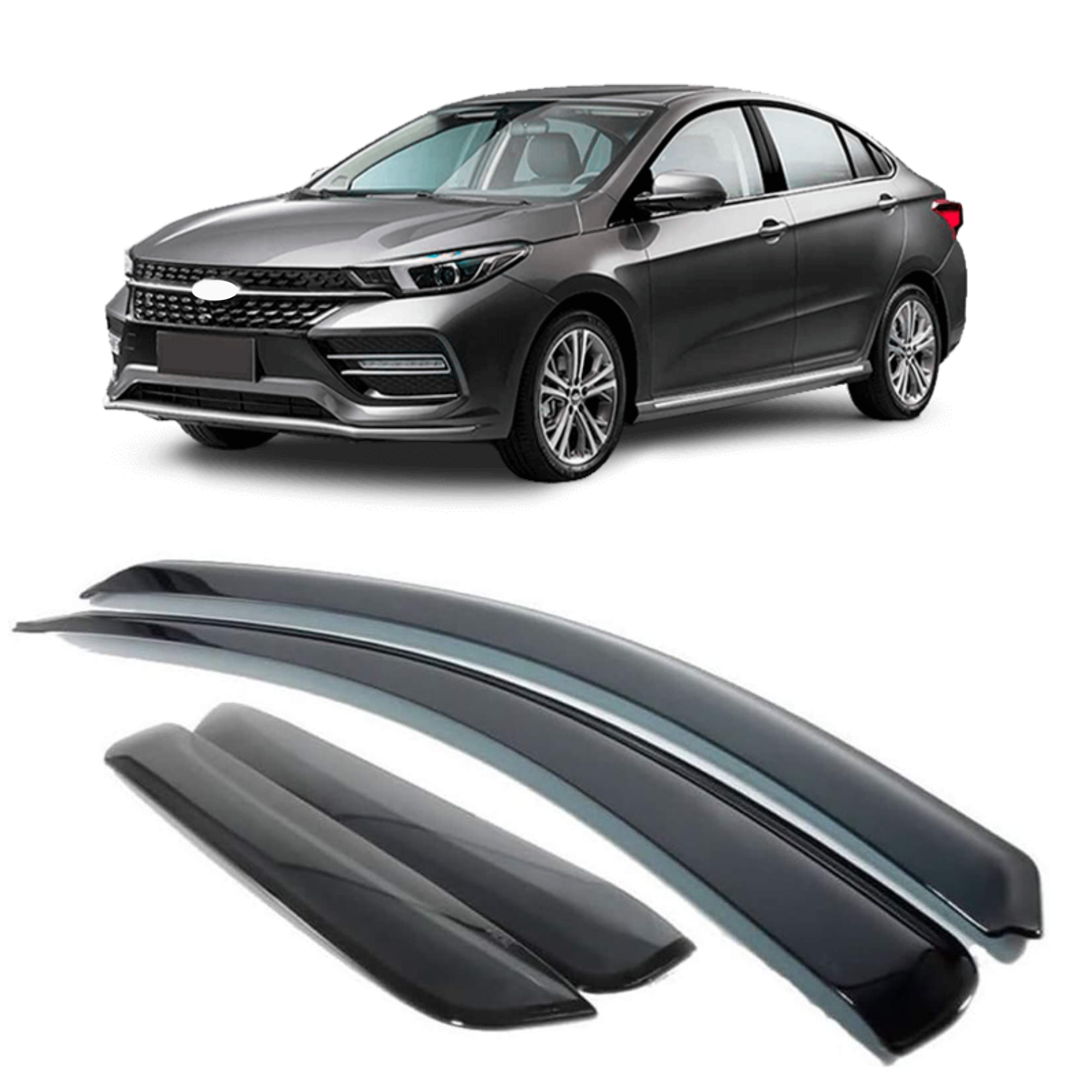 Calha de Chuva Defletor Inteiriça Novo Arizzo 6 4 Portas Acrílico Preto Fumê Tiger - C3286