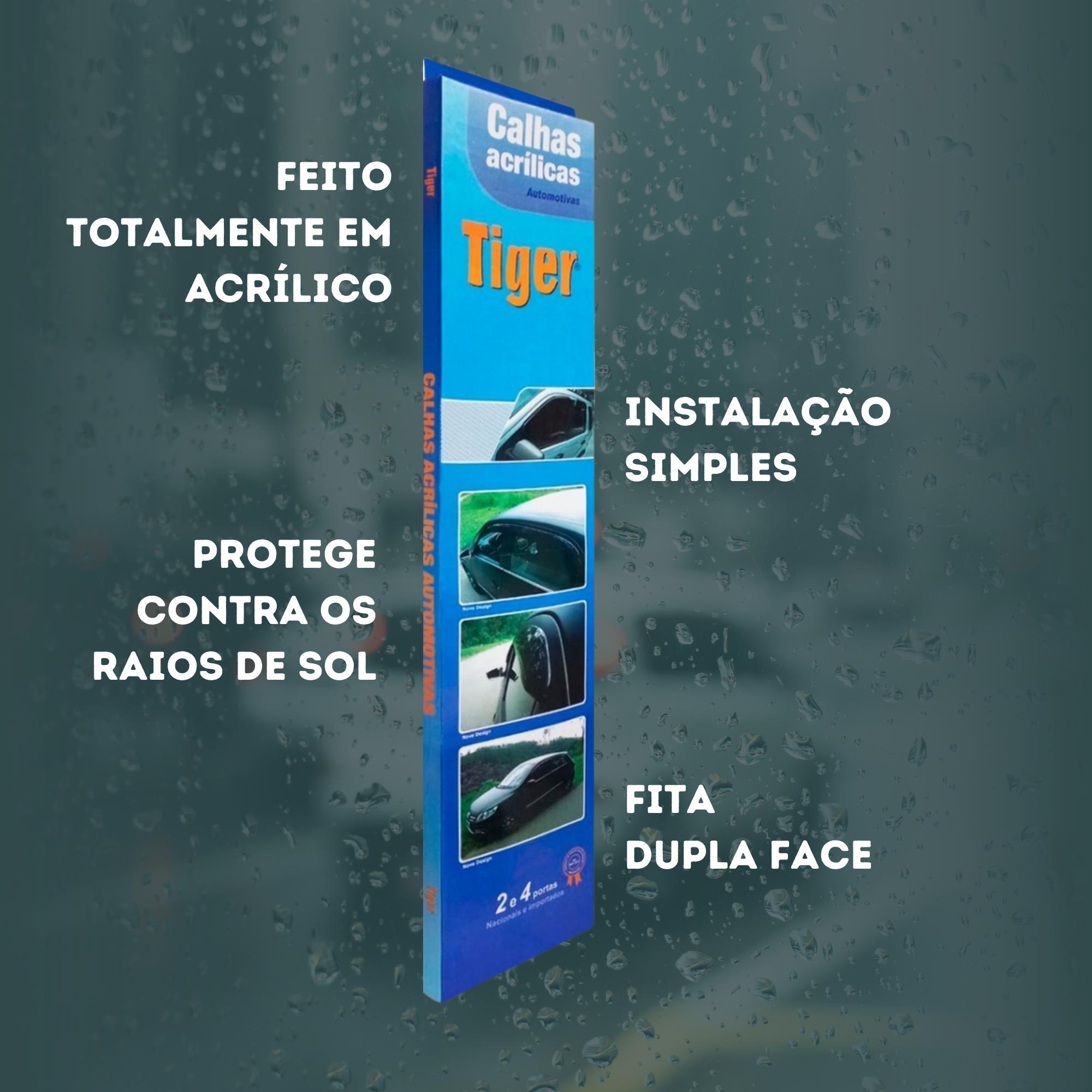 Calha de Chuva Defletor Inteiriça Novo Arizzo 6 4 Portas Acrílico Preto Fumê Tiger - C3286