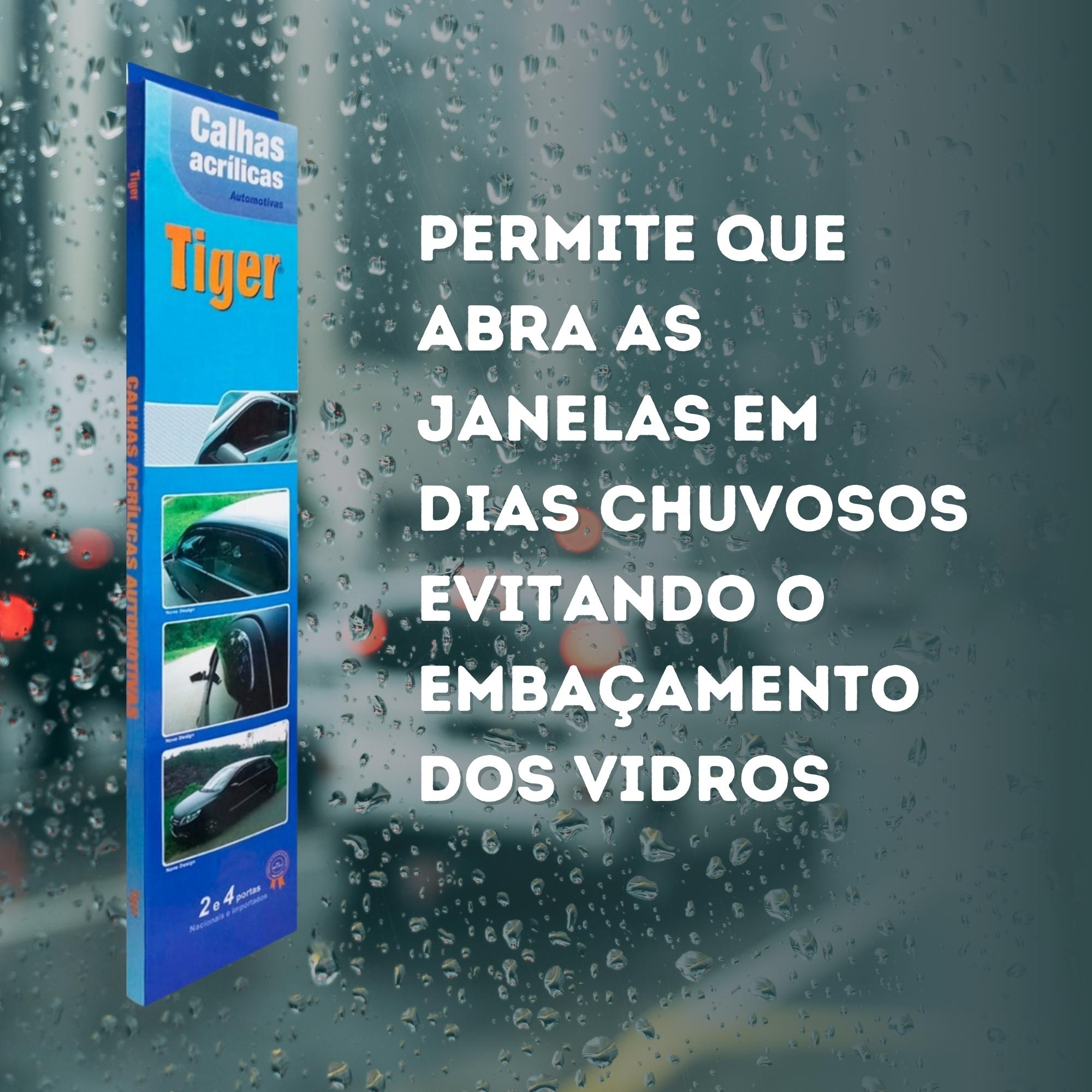 Calha de Chuva Defletor Inteiriça Novo Arizzo 6 4 Portas Acrílico Preto Fumê Tiger - C3286