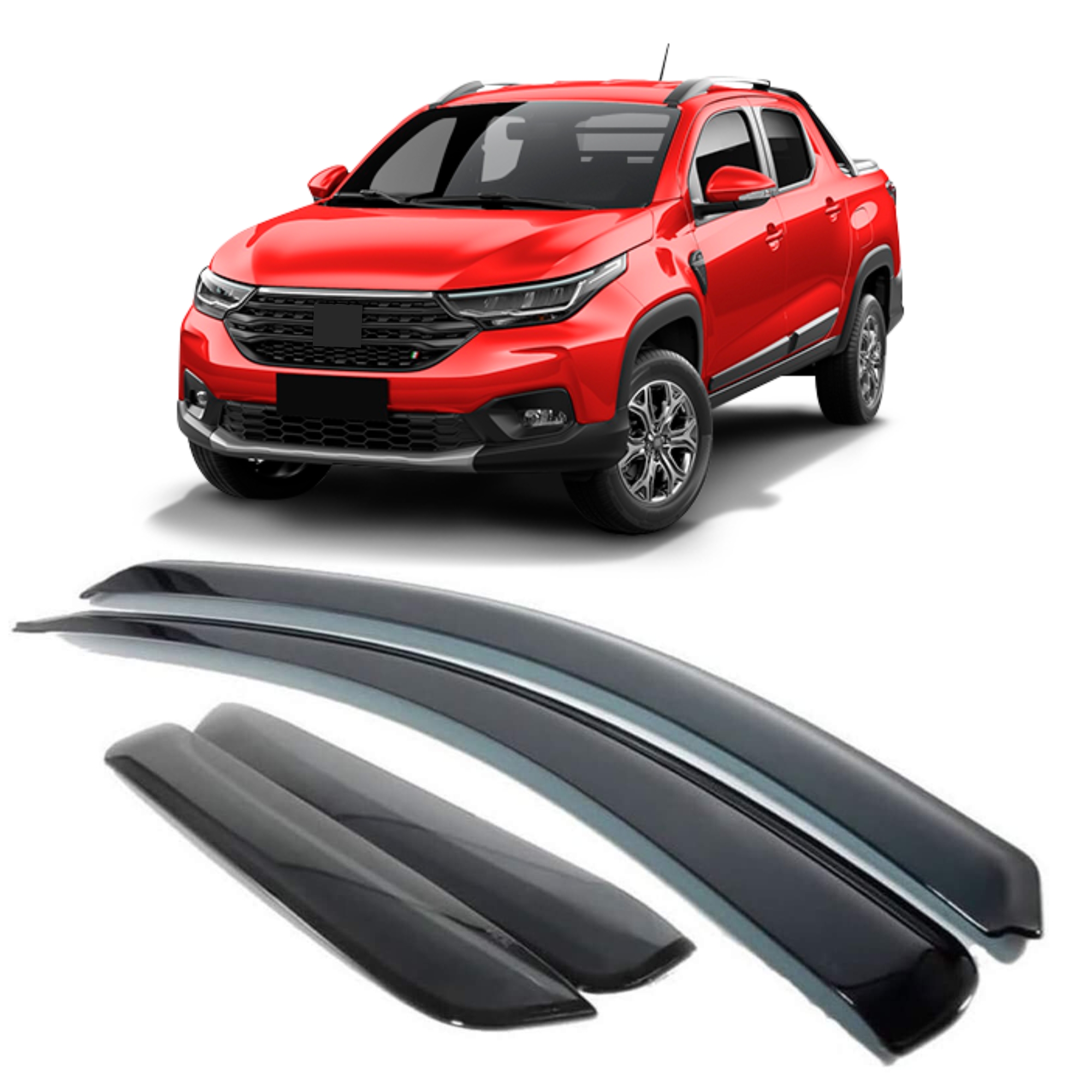 Calha de Chuva Defletor Inteiriça Nova Strada 4 Portas Acrílico Preto Fumê Tiger - FT3610