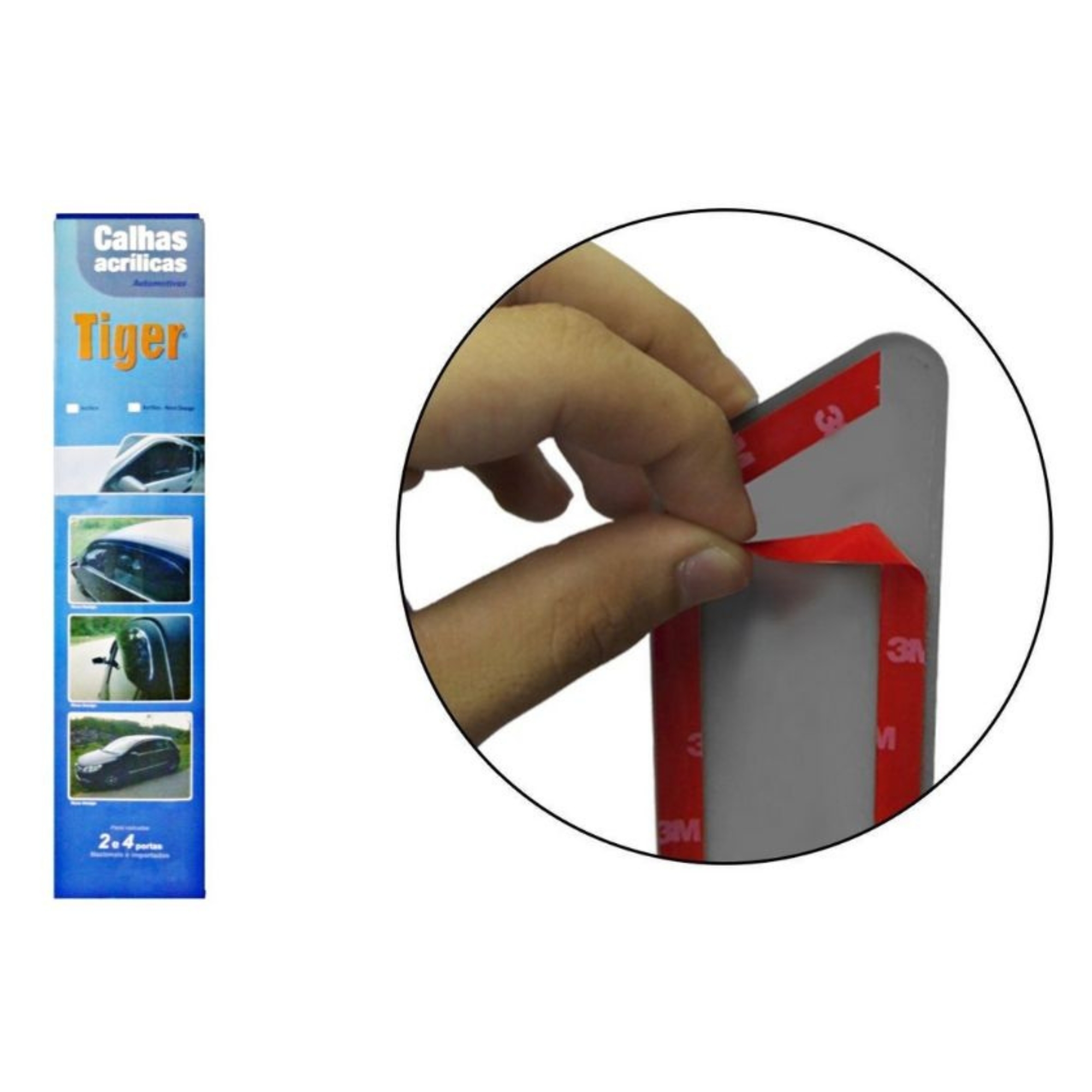 Calha de Chuva Defletor Inteiriça Nova Strada 4 Portas Acrílico Preto Fumê Tiger - FT3610