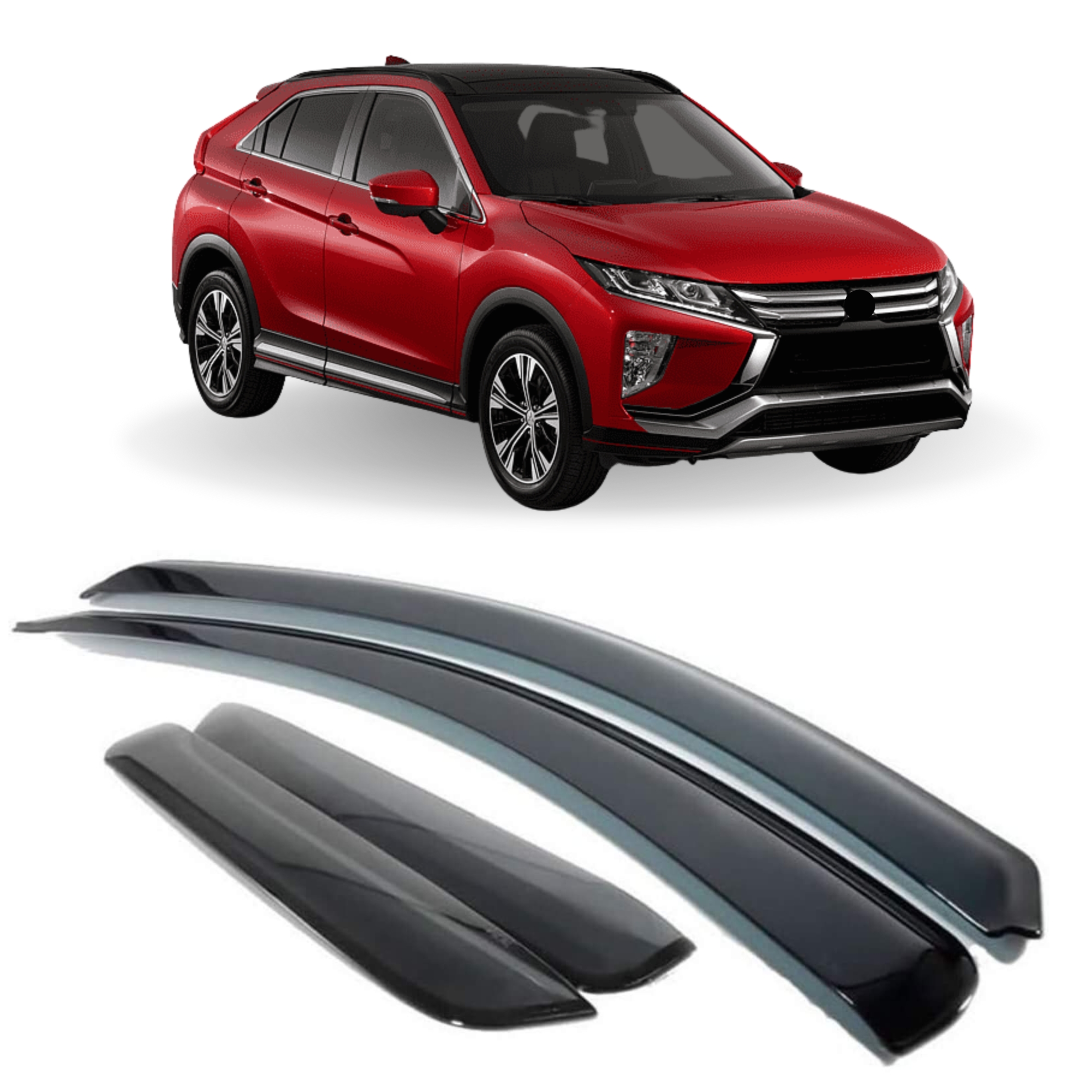 Calha de Chuva Defletor Inteiriça Eclipse Cross 4 Portas Acrílico Preto Fumê Tiger - MT8195