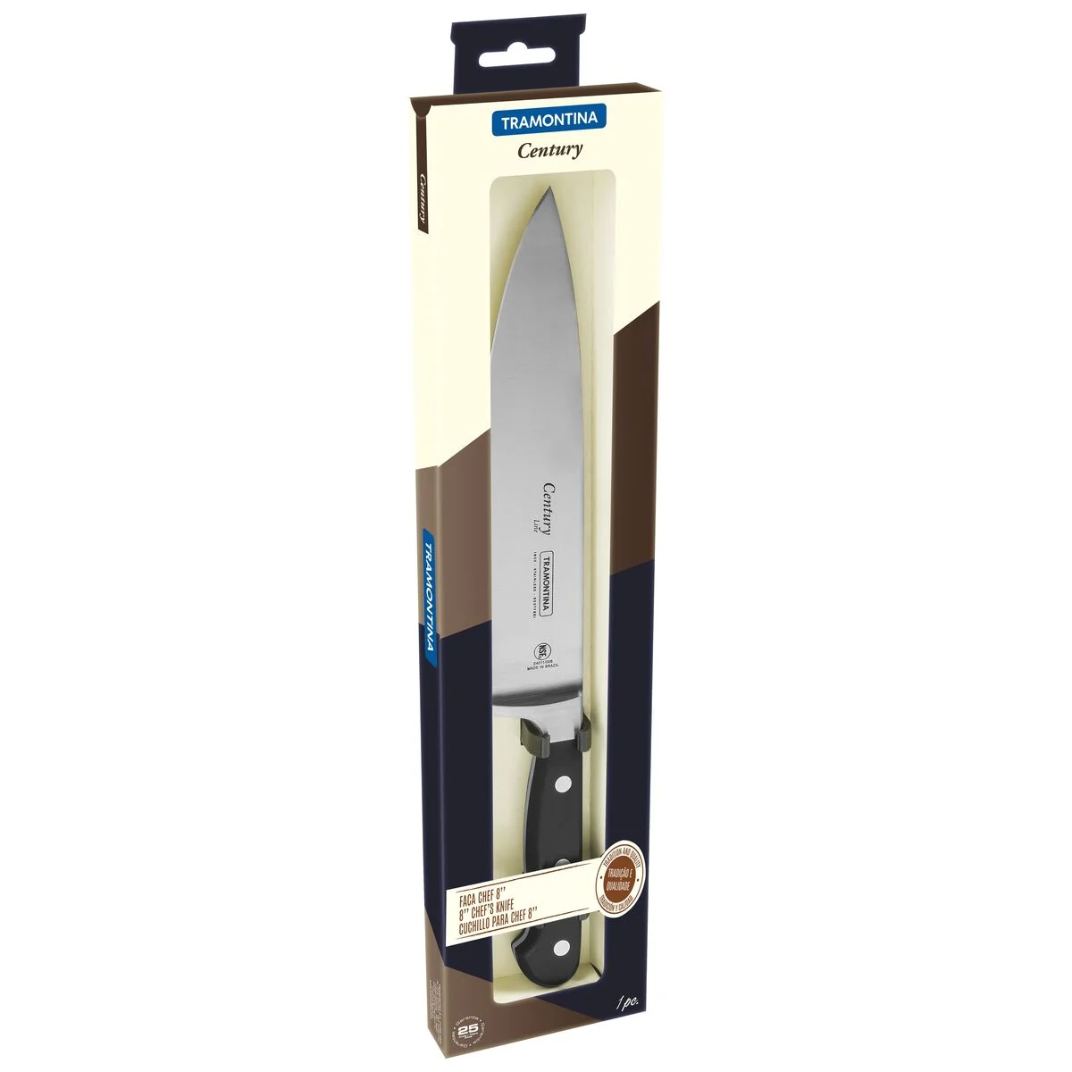Faca Chef Tramontina Century em Aço Inox e Cabo de Policarbonato com Fibra de Vidro 8" - 24011108