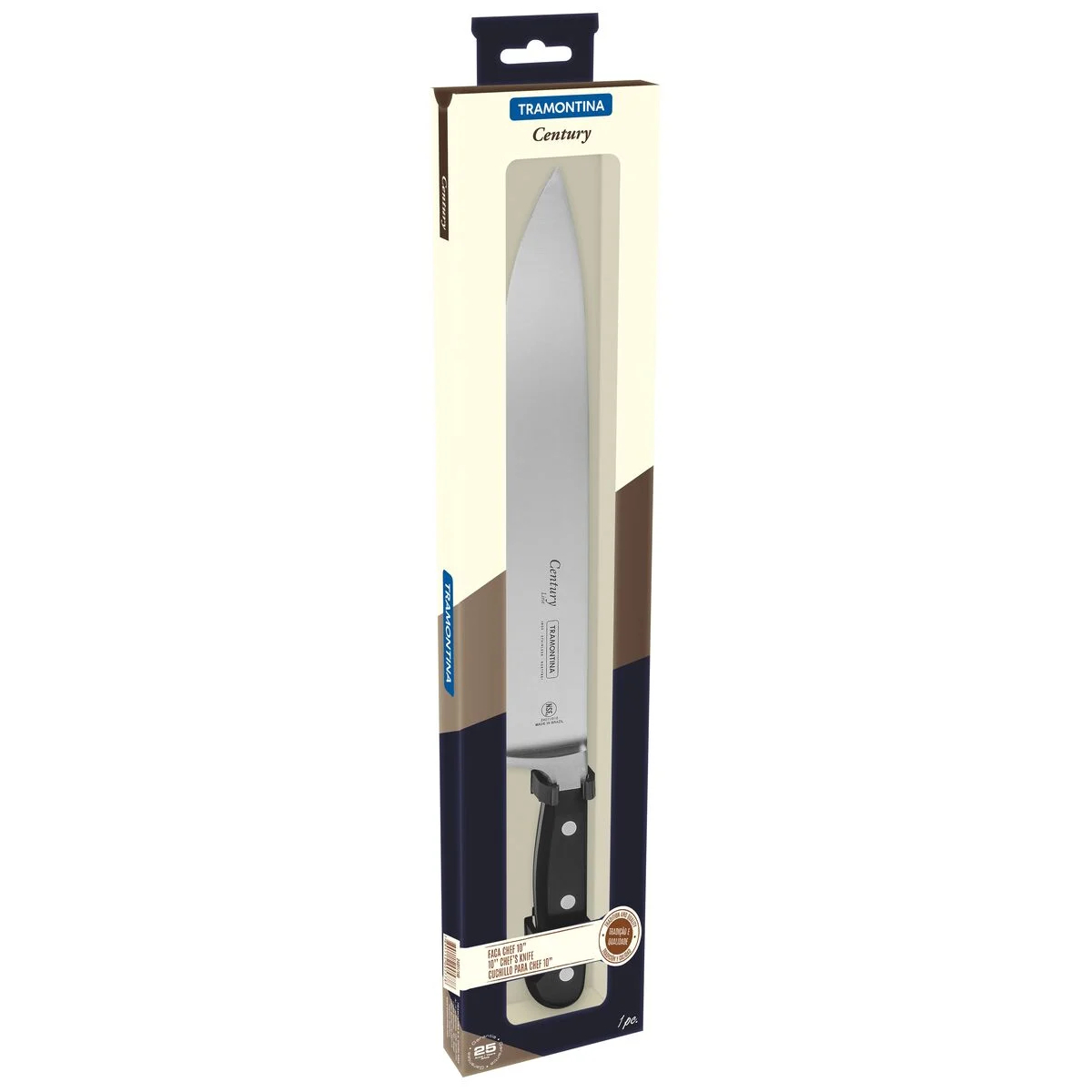 Faca Chef 10" Century em Aço Inox e Cabo de Policarbonato com Fibra de Vidro Tramontina - 24011110