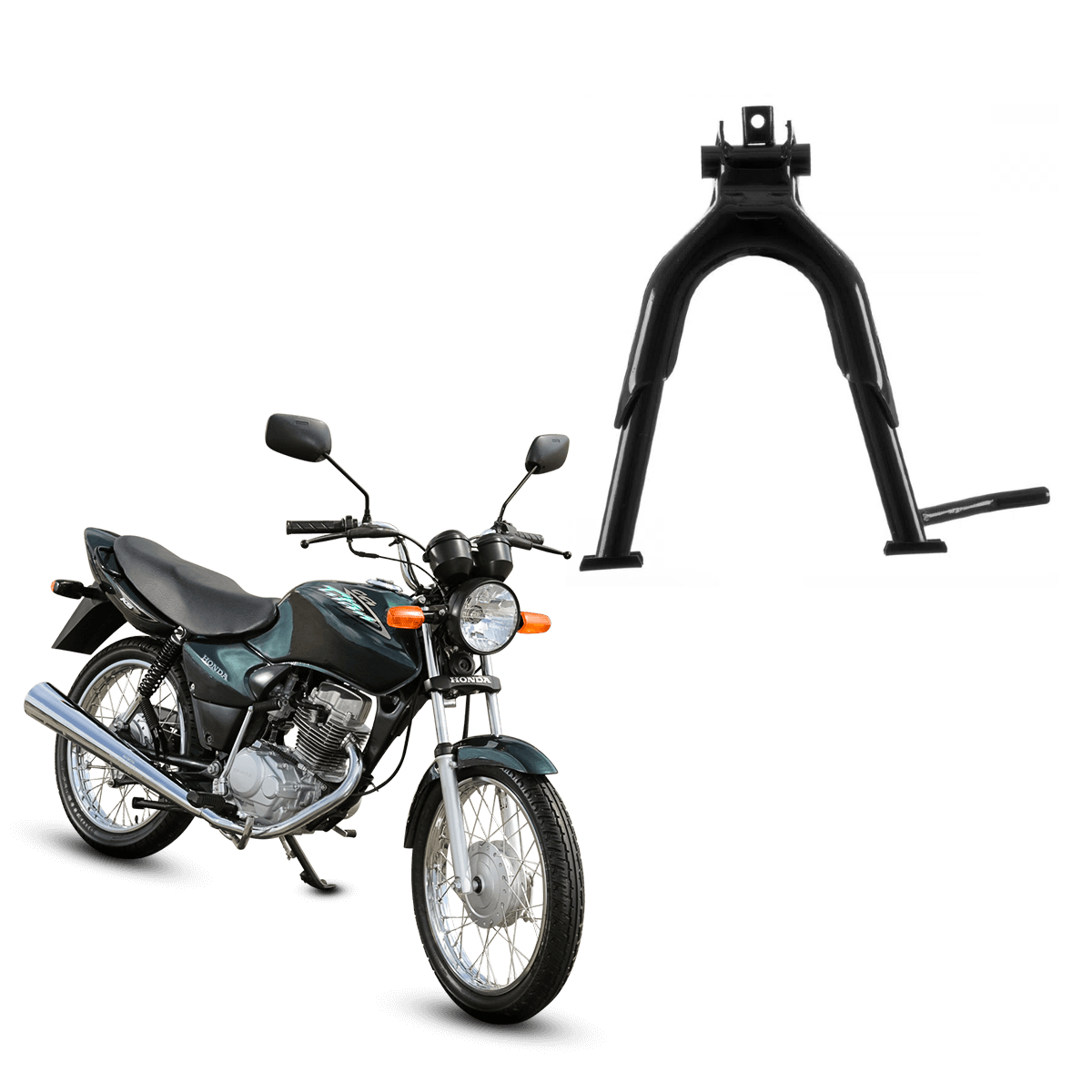 Cavalete Central Compat. C/ Titan 2000 KS/ES Preto em Aço Tubular Reforçado Pro Tork CA-48HPLT