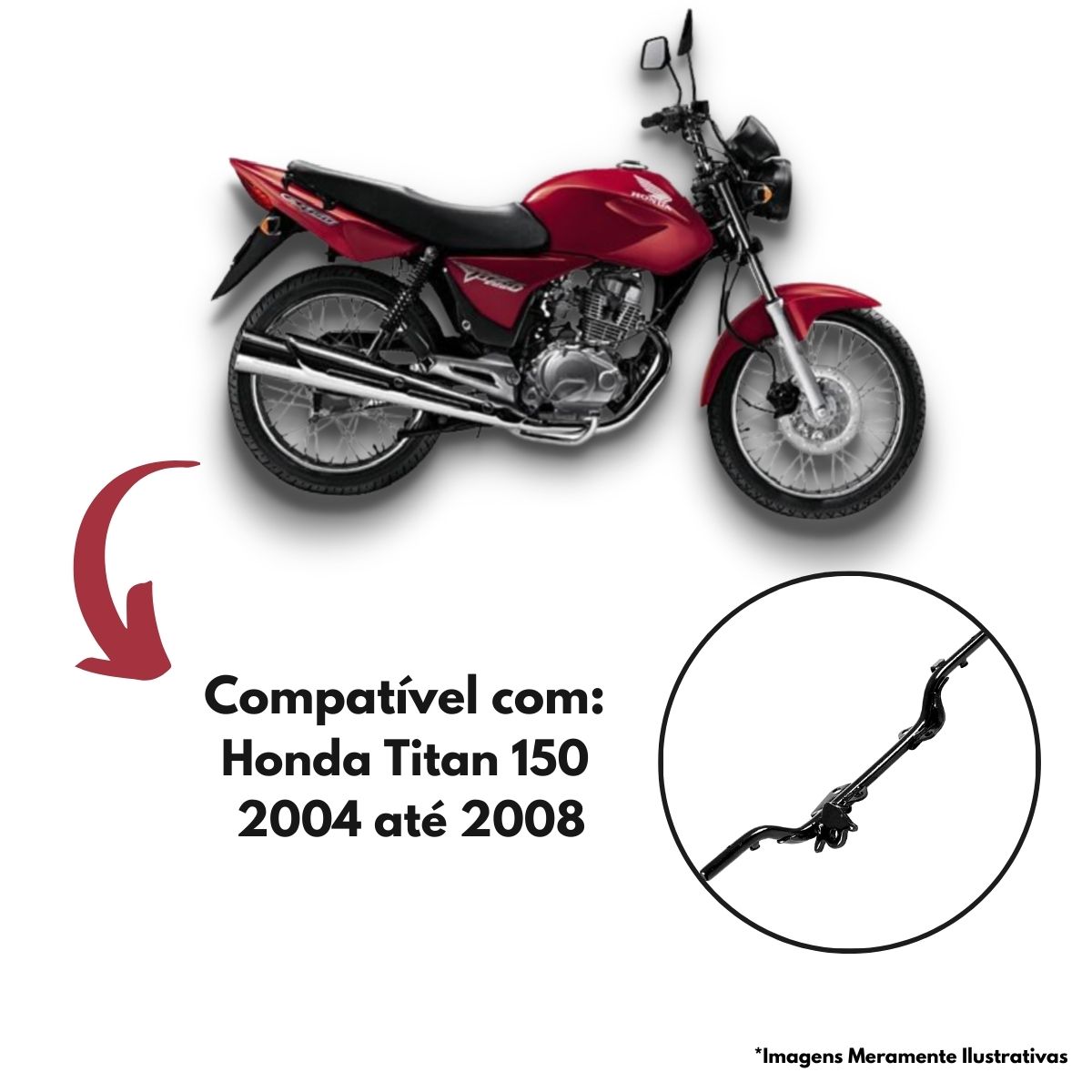 Suporte Estribo Pedal Dianteiro Titan 150 04 a 08 Aço Tubular Preto Pro Tork - SU-102HLT