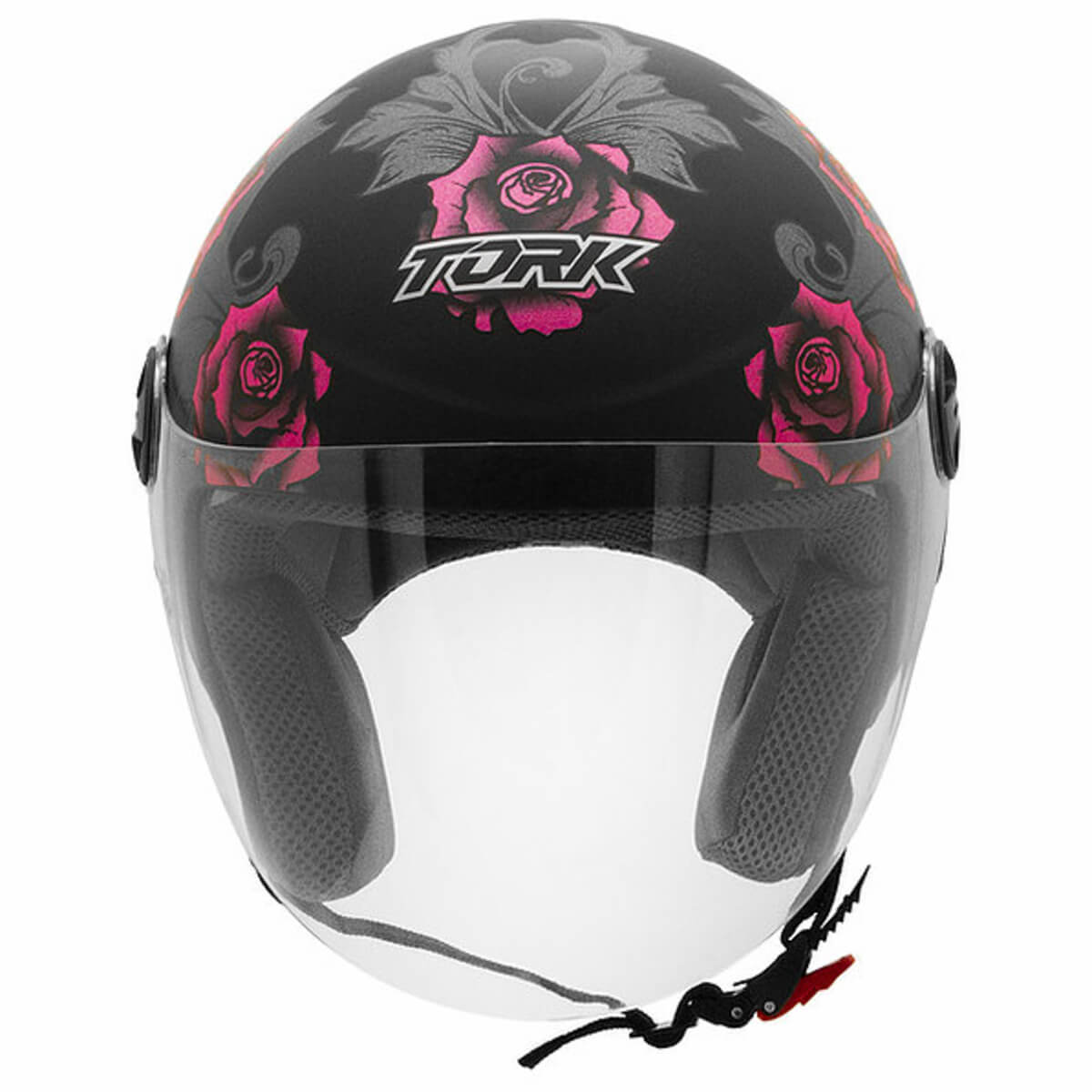 Capacete de Moto Aberto New Liberty Three Flowers Rosa/Preto Fosco Tam 56 ABS CAP-763PKPT Pro Tork