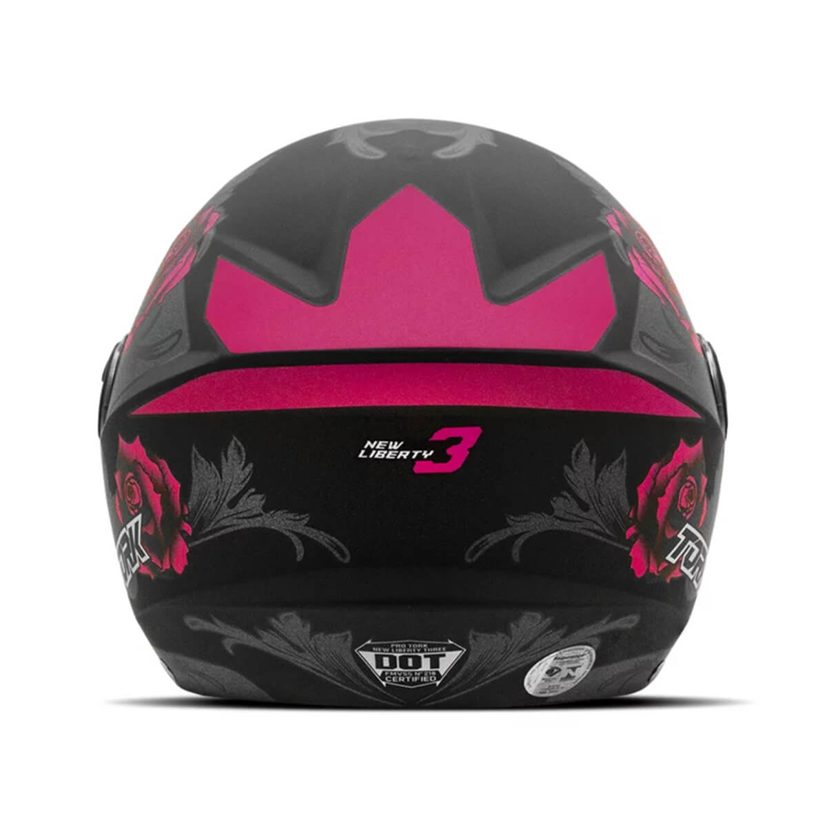 Capacete de Moto Aberto New Liberty Three Flowers Rosa/Preto Fosco Tam 56 ABS CAP-763PKPT Pro Tork