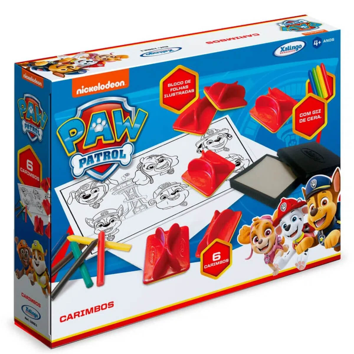 Carimbos Patrulha Canina com Giz de Cera para Colorir Xalingo - 1382.1