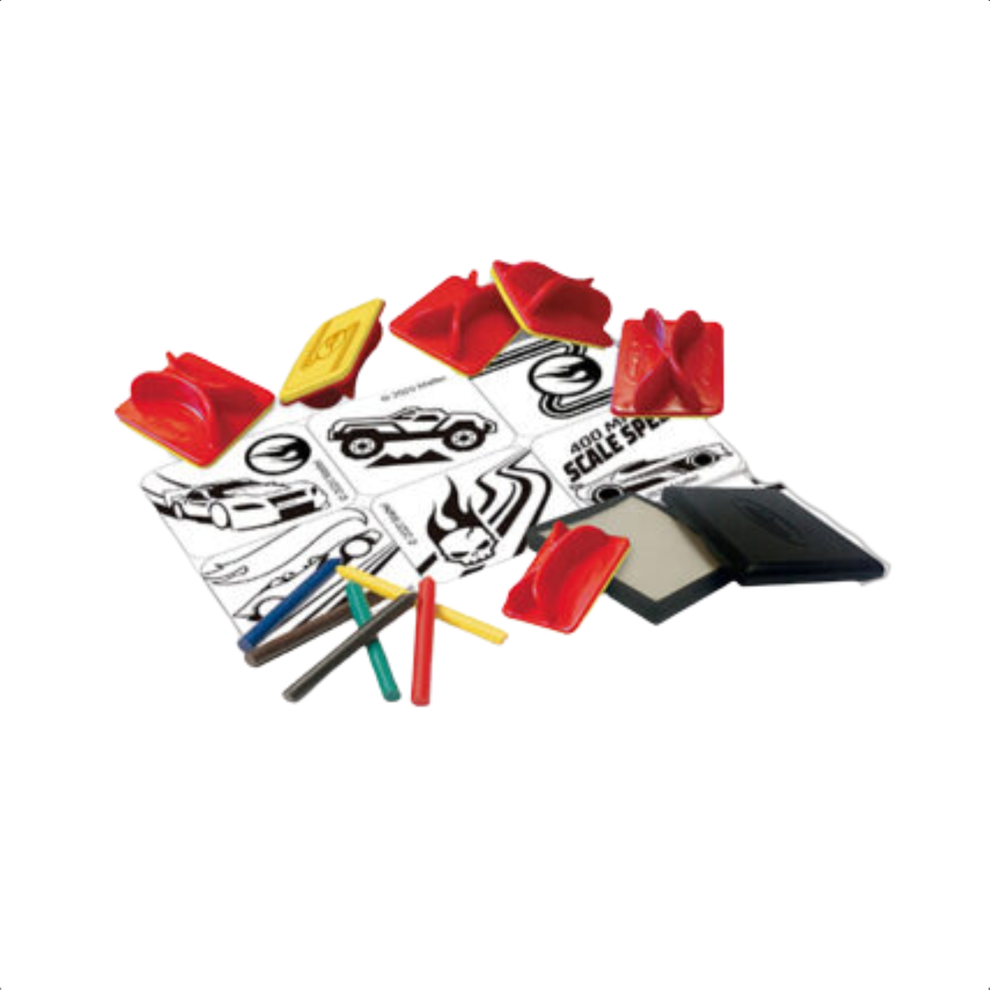 Brinquedo Infantil Carimbos Hot Wheels 6 Carimbos Giz de Cera Bloco de Papel Xalingo - 2322.1