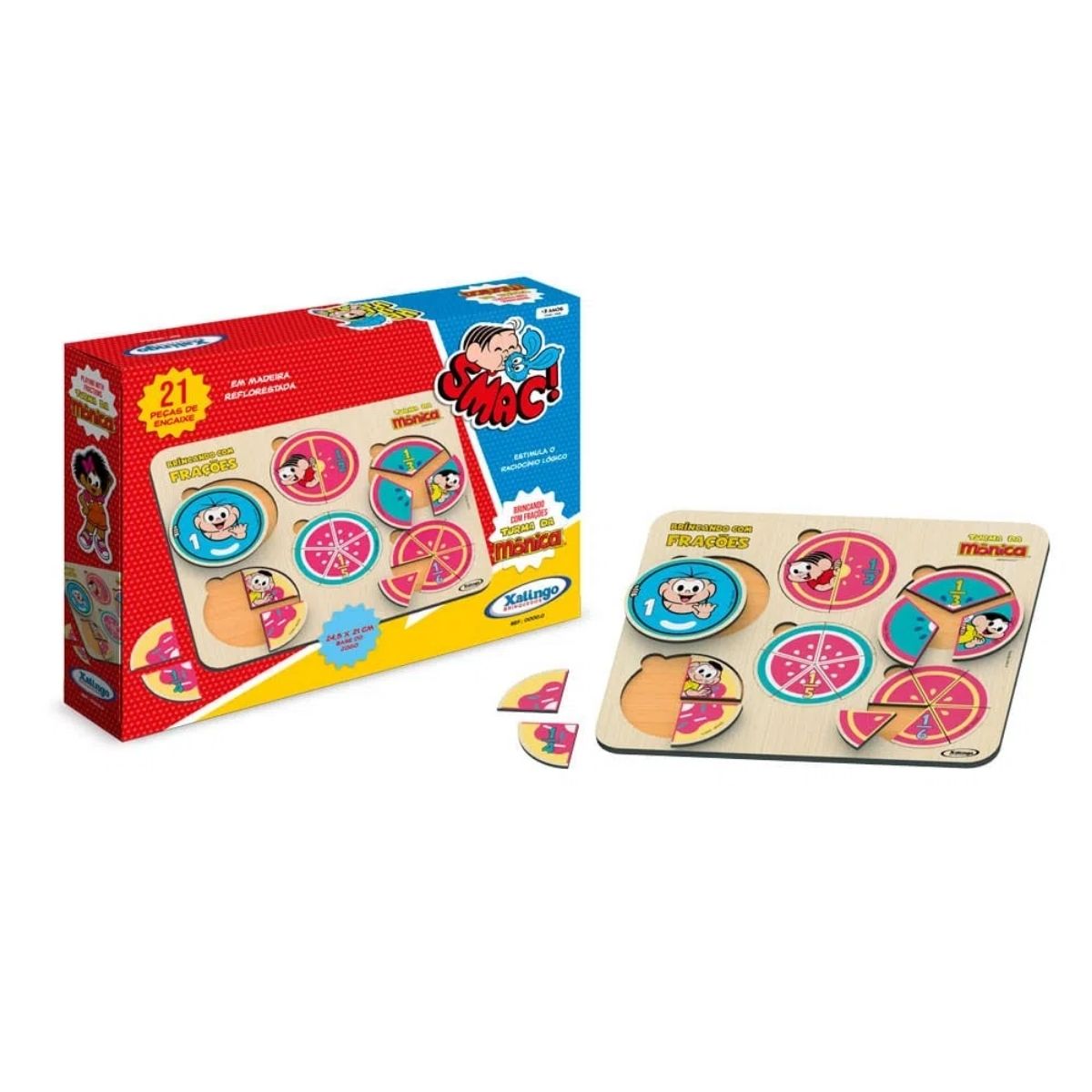 Brinquedo Quebra-Cabeça Frações Turma da Mônica 21 Peças Xalingo - 50209