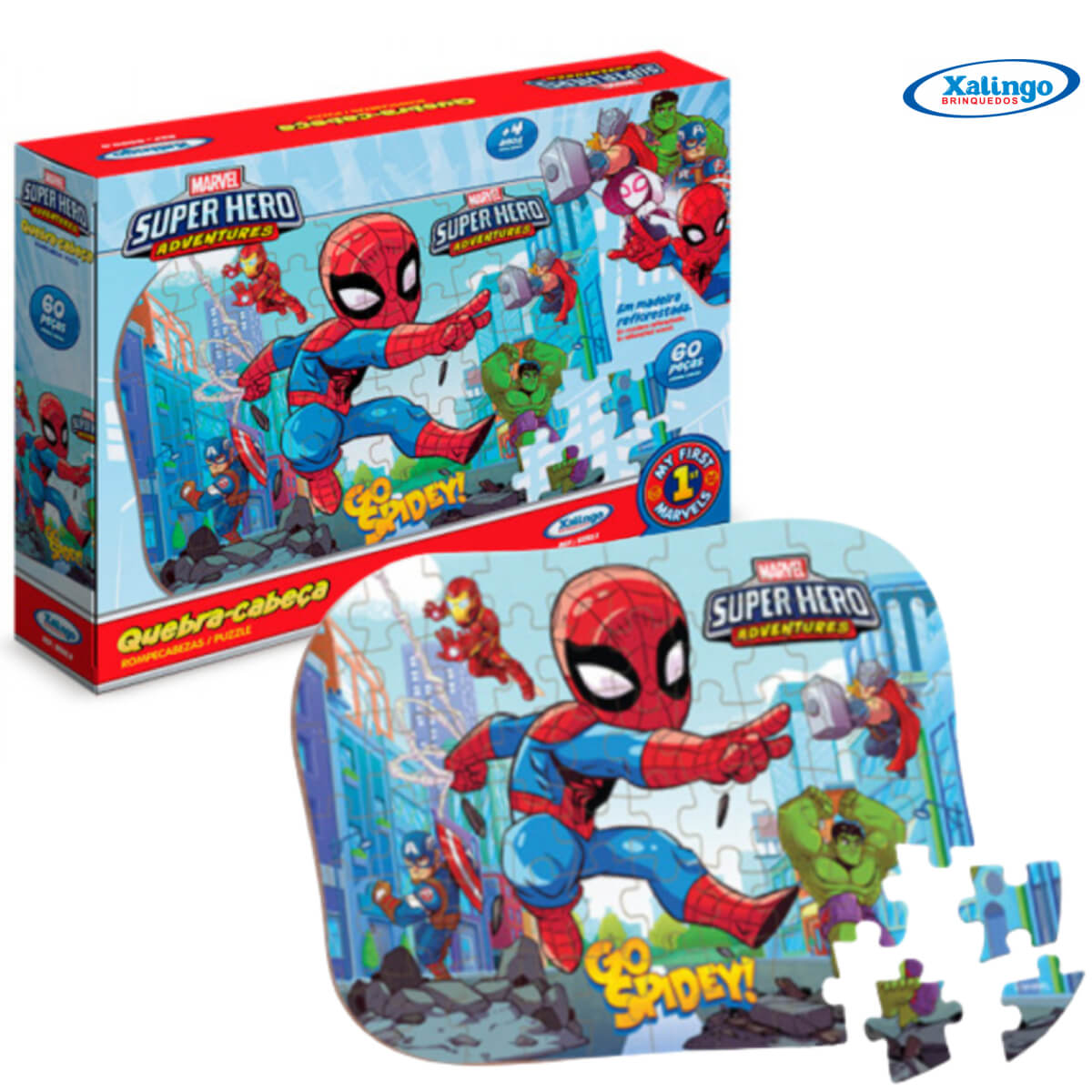 Quebra-Cabeça Super Hero Adventures 60 Peças Xalingo - 5392.1