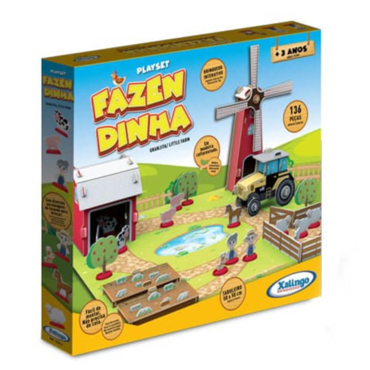 Quebra-Cabeça 3D Fazendinha Playset 136 Peças Xalingo - 57021