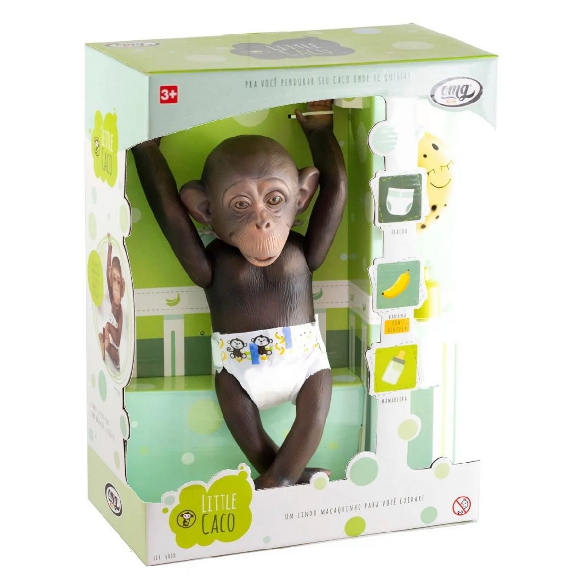 Brinquedo Macaco Little Caco Boneco de Vinil Macio OMG Kids - 6000