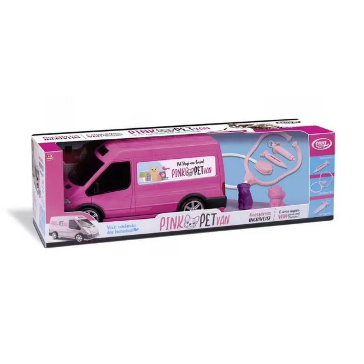 Carrinho Rosa Van Pet Shop com Acessórios OMG Kids - 4705