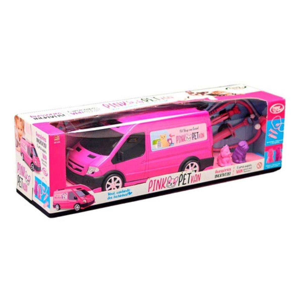 Carrinho Rosa Van Pet Shop com Acessórios OMG Kids - 4705