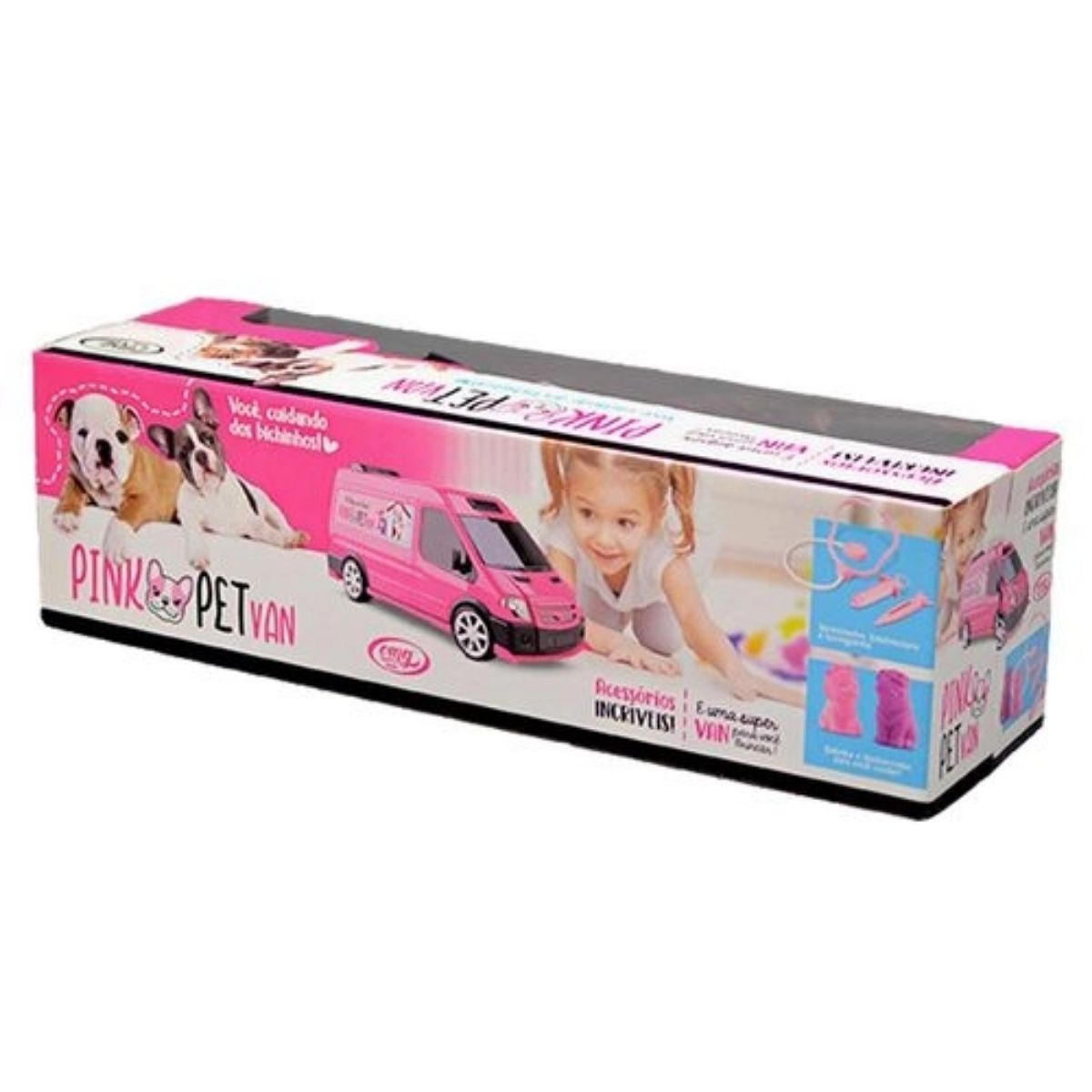 Carrinho Rosa Van Pet Shop com Acessórios OMG Kids - 4705