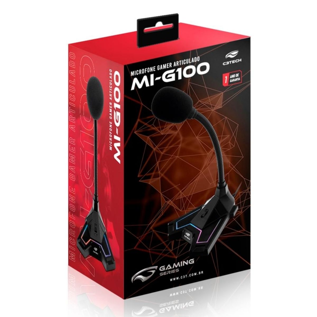 Microfone Gamer C3Tech USB 2.0 Omnidirecional 1,6m Preto C3 Tech - MI-G100BK