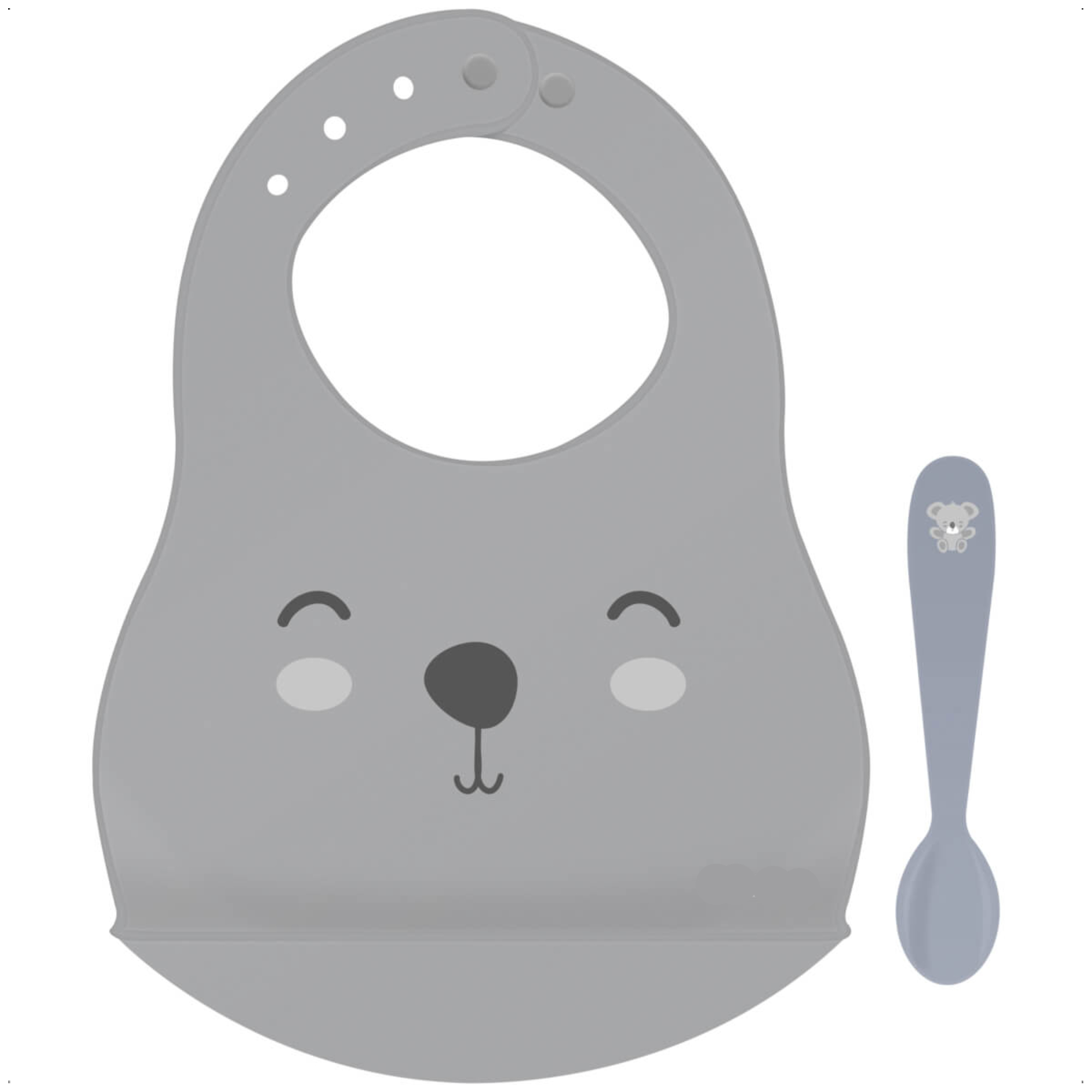 Kit Babador e Colher Infantil Tramontina Le Petit Cinza 2 Peças - 23797604