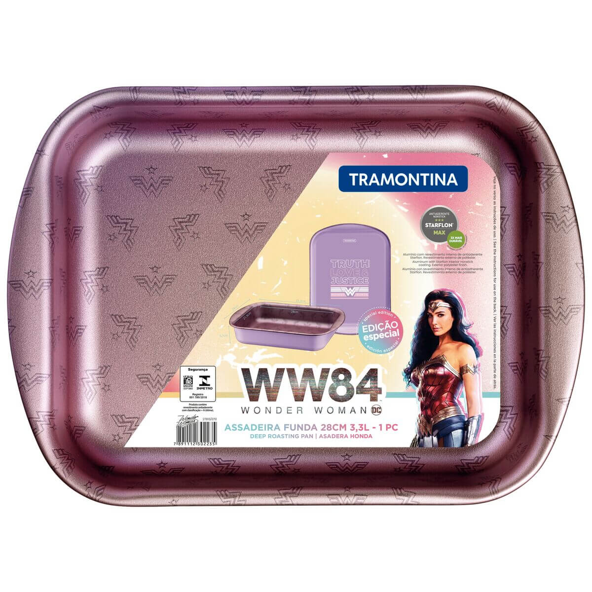 Assadeira Funda Mulher-Maravilha 1984 em Alumínio Antiaderente Roxo 28cm 3,3L Tramontina - 27813070