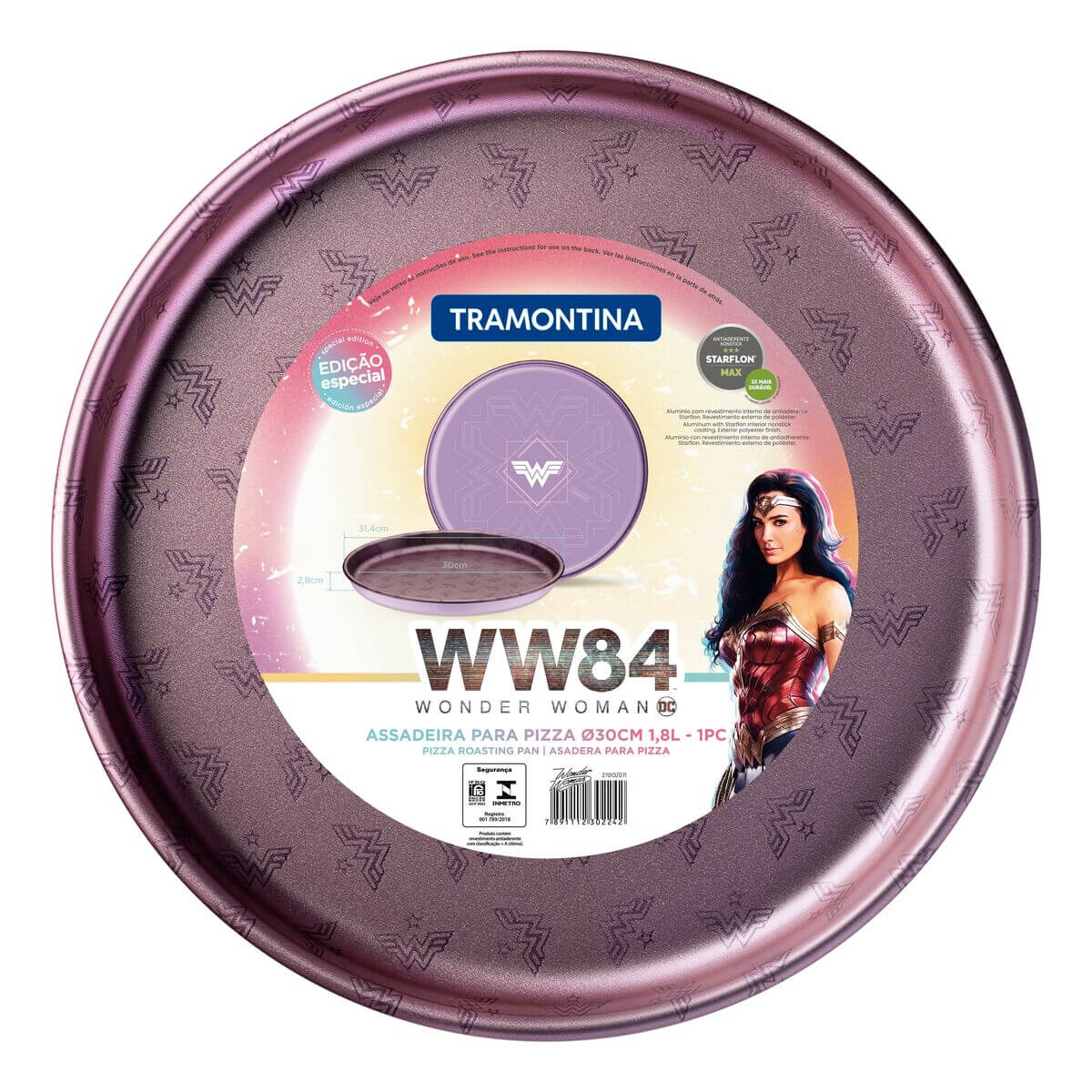 Assadeira Tramontina Mulher-Maravilha 1984 Alumínio e Externo Poliéster Roxo 30CM 1,8L 27813071