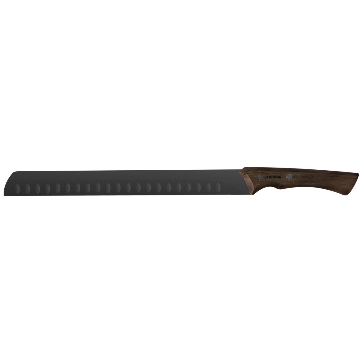 Faca Fatiar Tramontina Churrasco Black Lâmina Aço Inox Escurecido e Cabo de Madeira 12" 22842112