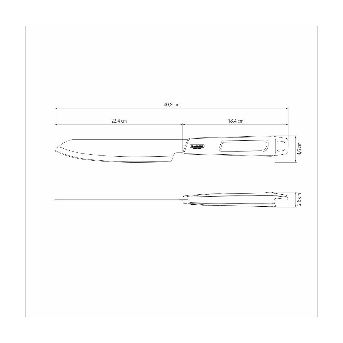 Faca Trinchante Tramontina Churrasco Black Lâmina Aço Inox Cabo Preto 8" 26590108