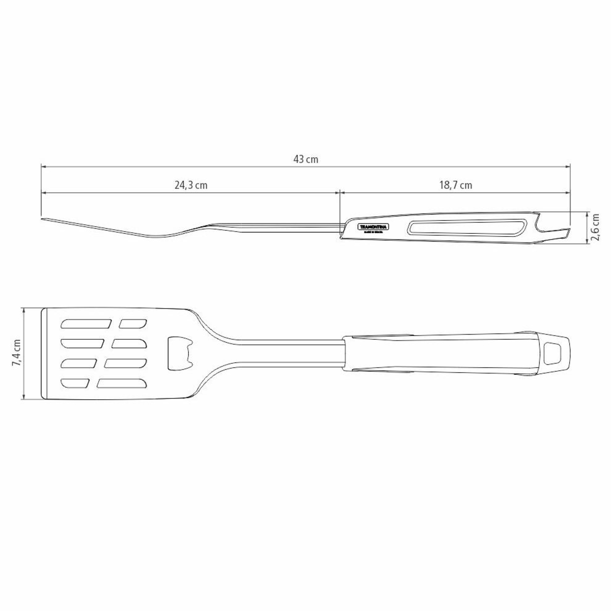 Espátula Churrasco Black Aço Inox Cabo Polipropileno Preto Abridor Garrafa Tramontina - 26592100