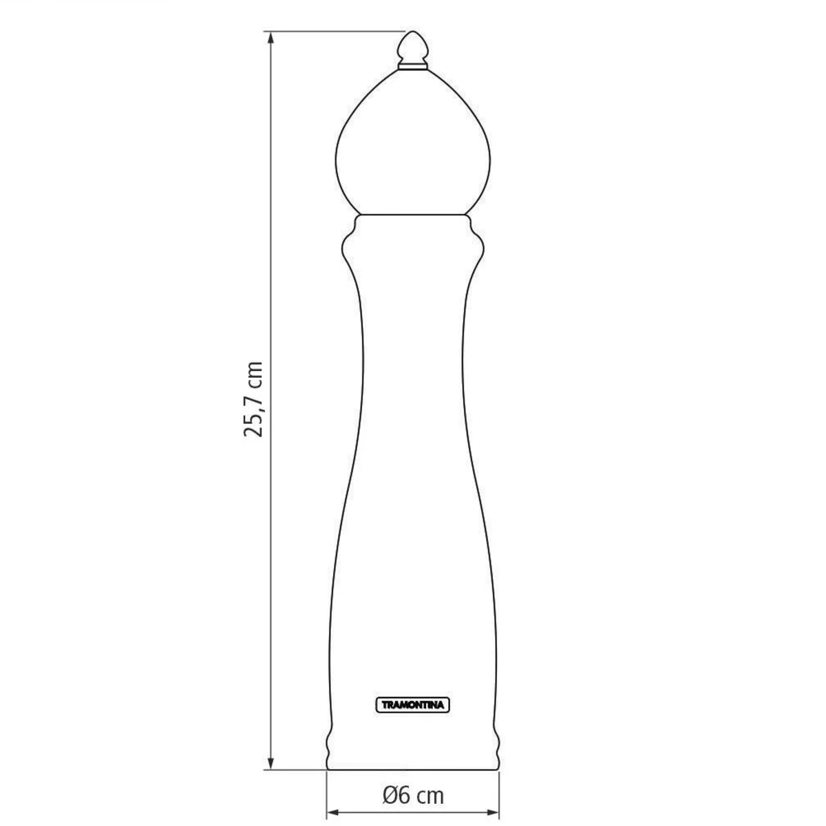 Moedor de Pimenta e Sal Tramontina Churrasco Black em Cerâmica com Recipiente de Madeira 10" - 26456010