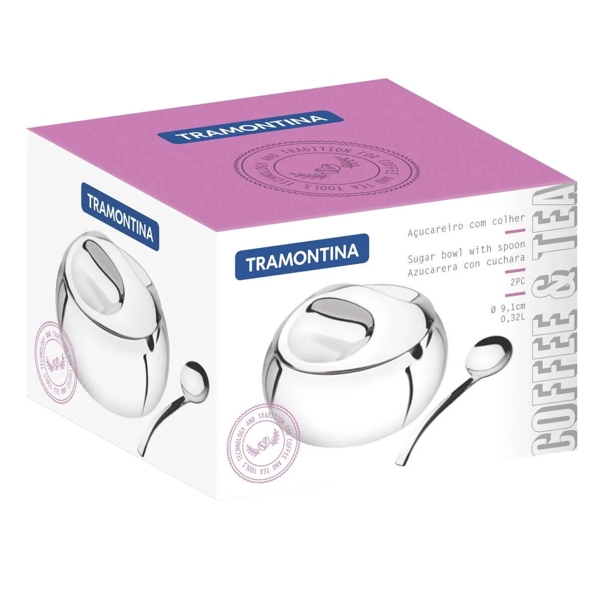Açucareiro em Aço Inox com Colher Tramontina - 64400500